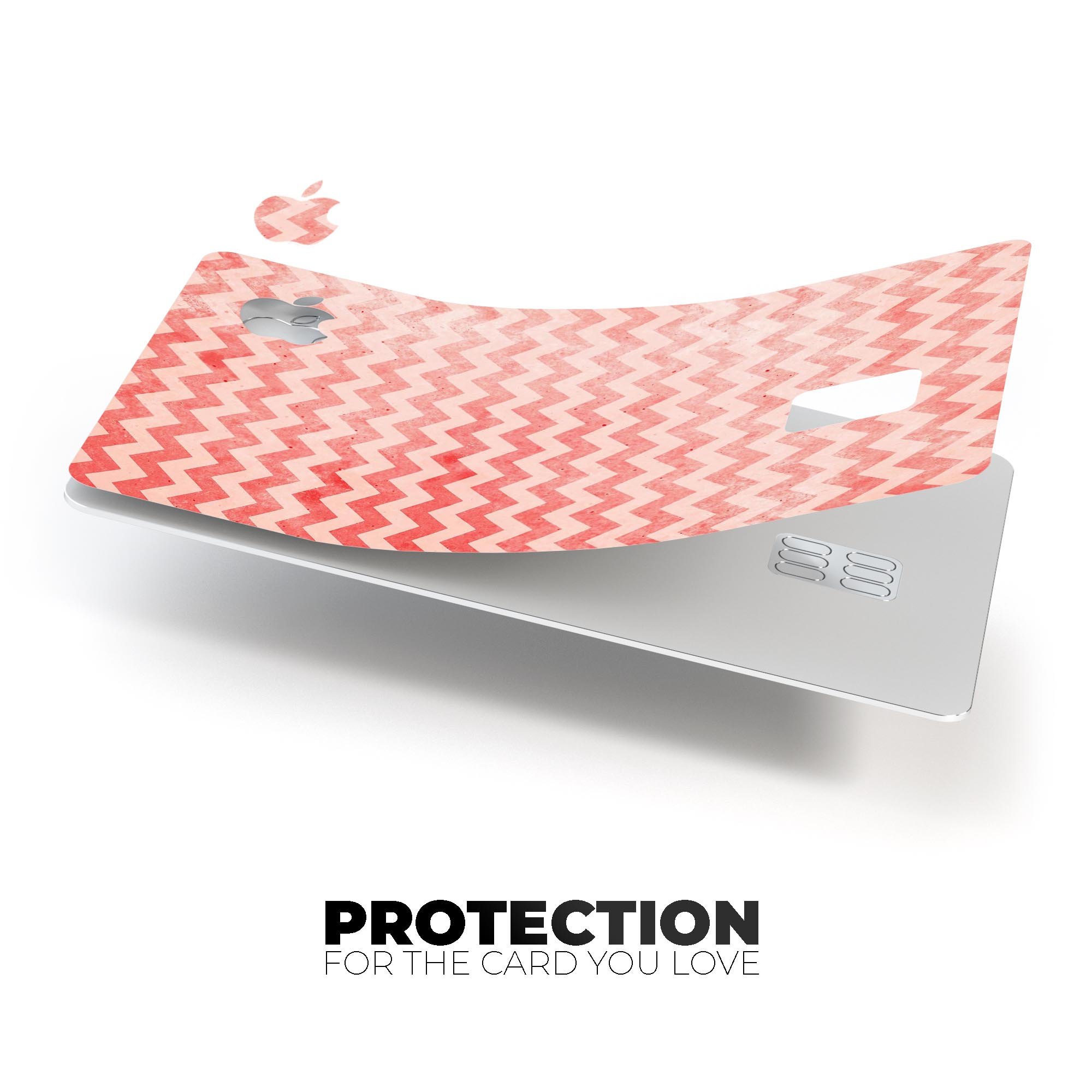 Antique Red Blush Chevron Pattern skin for Apple Card, showcasing a stylish design with premium vinyl protection.