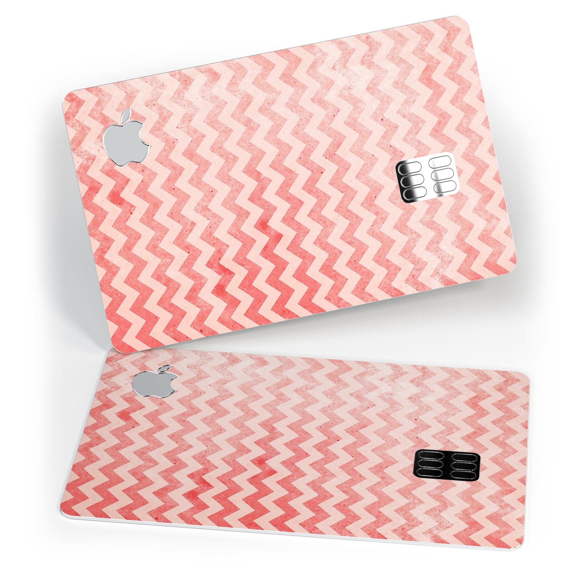 Antique Red Blush Chevron Pattern skin for Apple Card, showcasing a stylish design with premium vinyl protection.