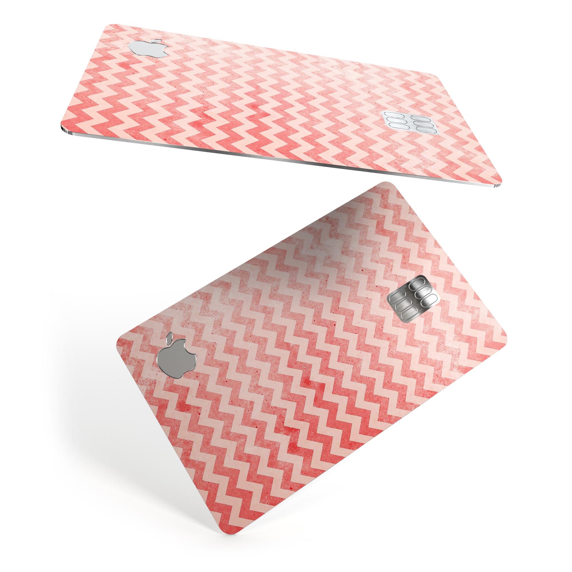 Antique Red Blush Chevron Pattern skin for Apple Card, showcasing a stylish design with premium vinyl protection.