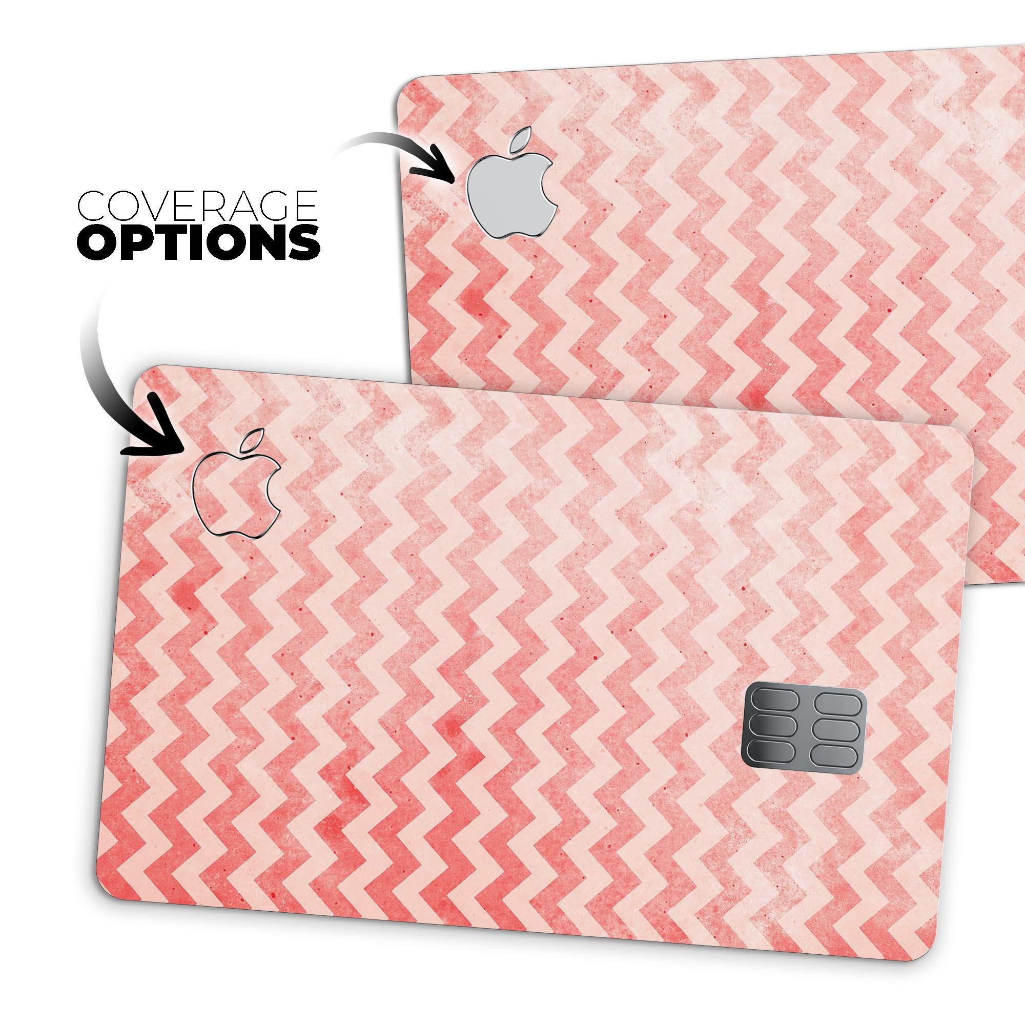 Antique Red Blush Chevron Pattern skin for Apple Card, showcasing a stylish design with premium vinyl protection.