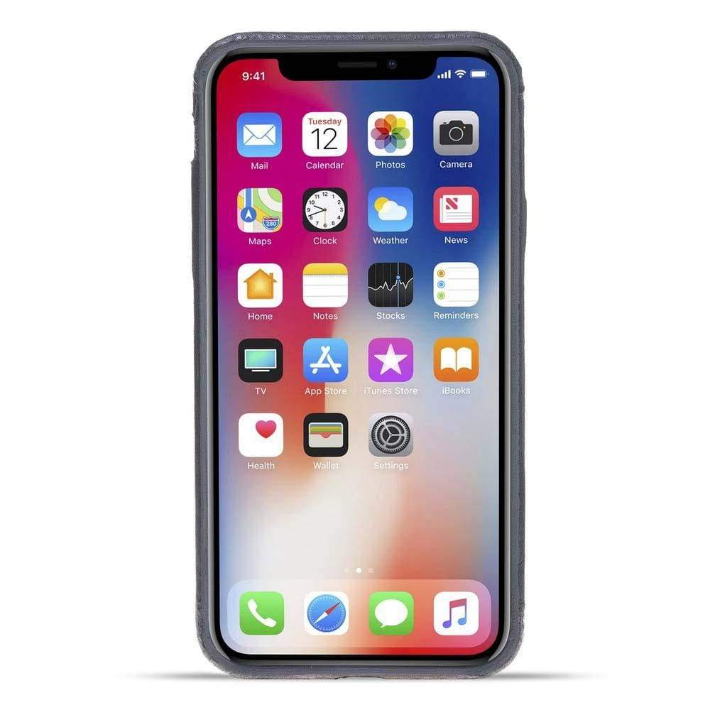 Apple iPhone X Series Leather Ultra Cover in black with credit card slots, showcasing its elegant design and high-quality leather material.