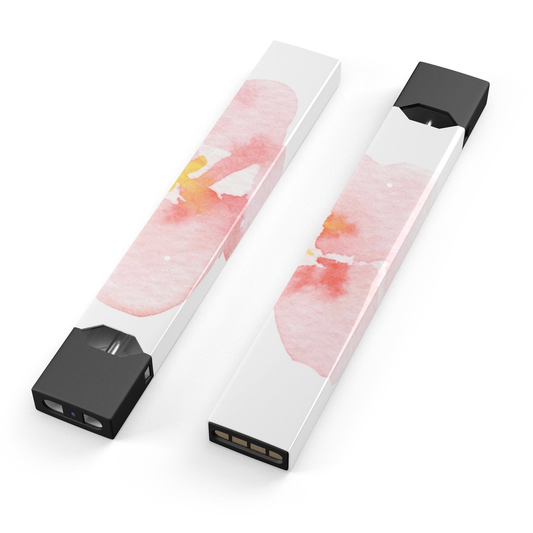 Apricot Watercolor Hibiscus skin-wrap for JUUL device, showcasing vibrant floral design and premium quality.