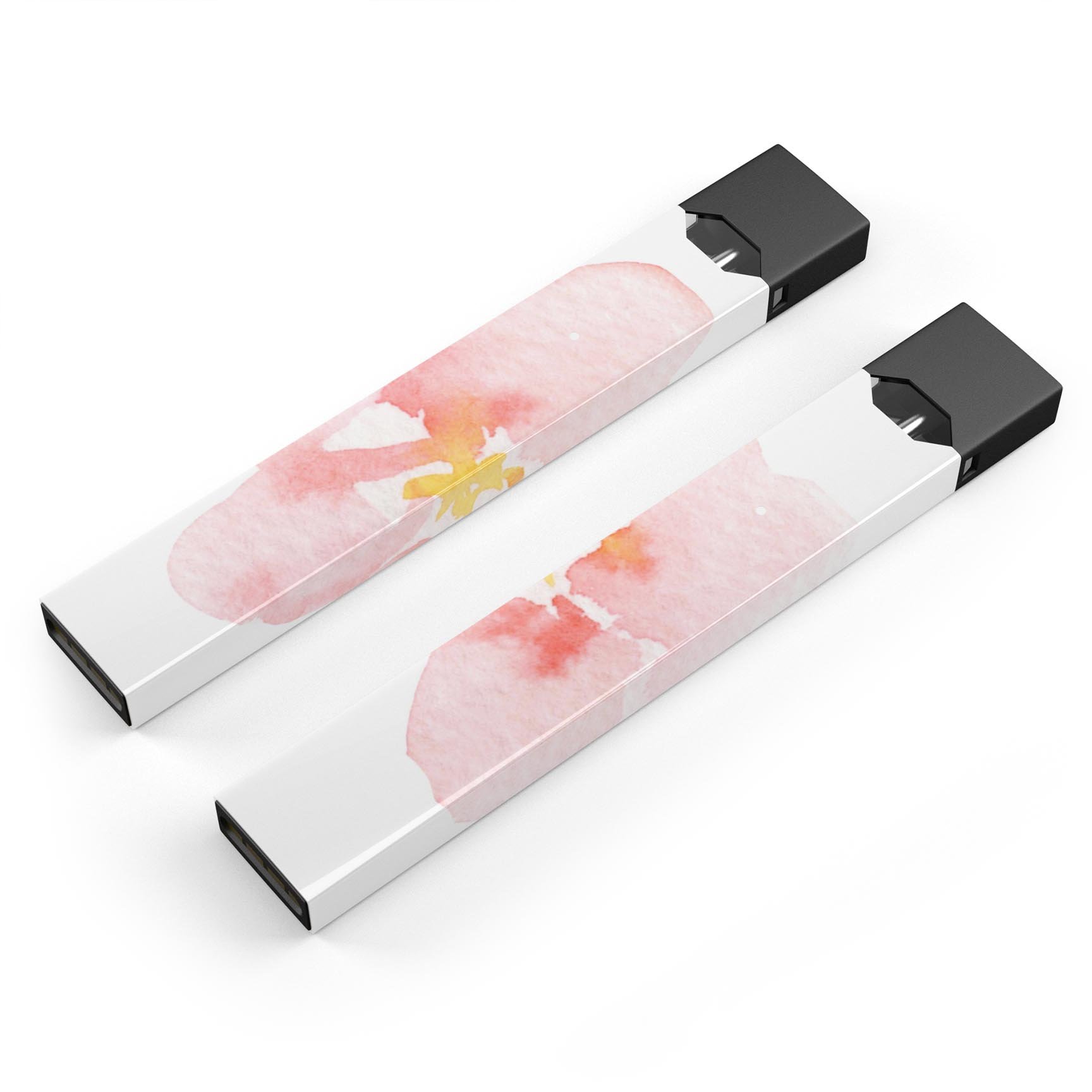 Apricot Watercolor Hibiscus skin-wrap for JUUL device, showcasing vibrant floral design and premium quality.