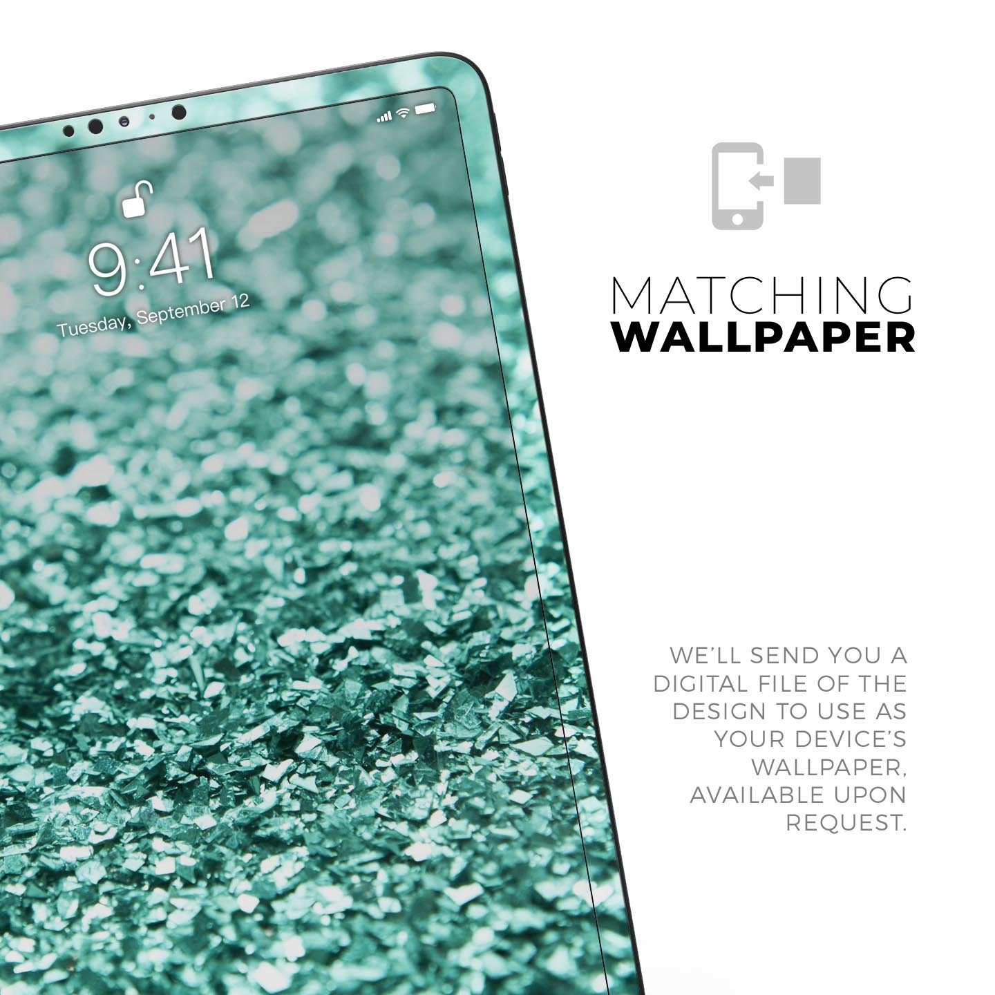 Aqua Green Glimmer Full Body Skin Decal for Apple iPad Pro, showcasing vibrant color and sleek design.