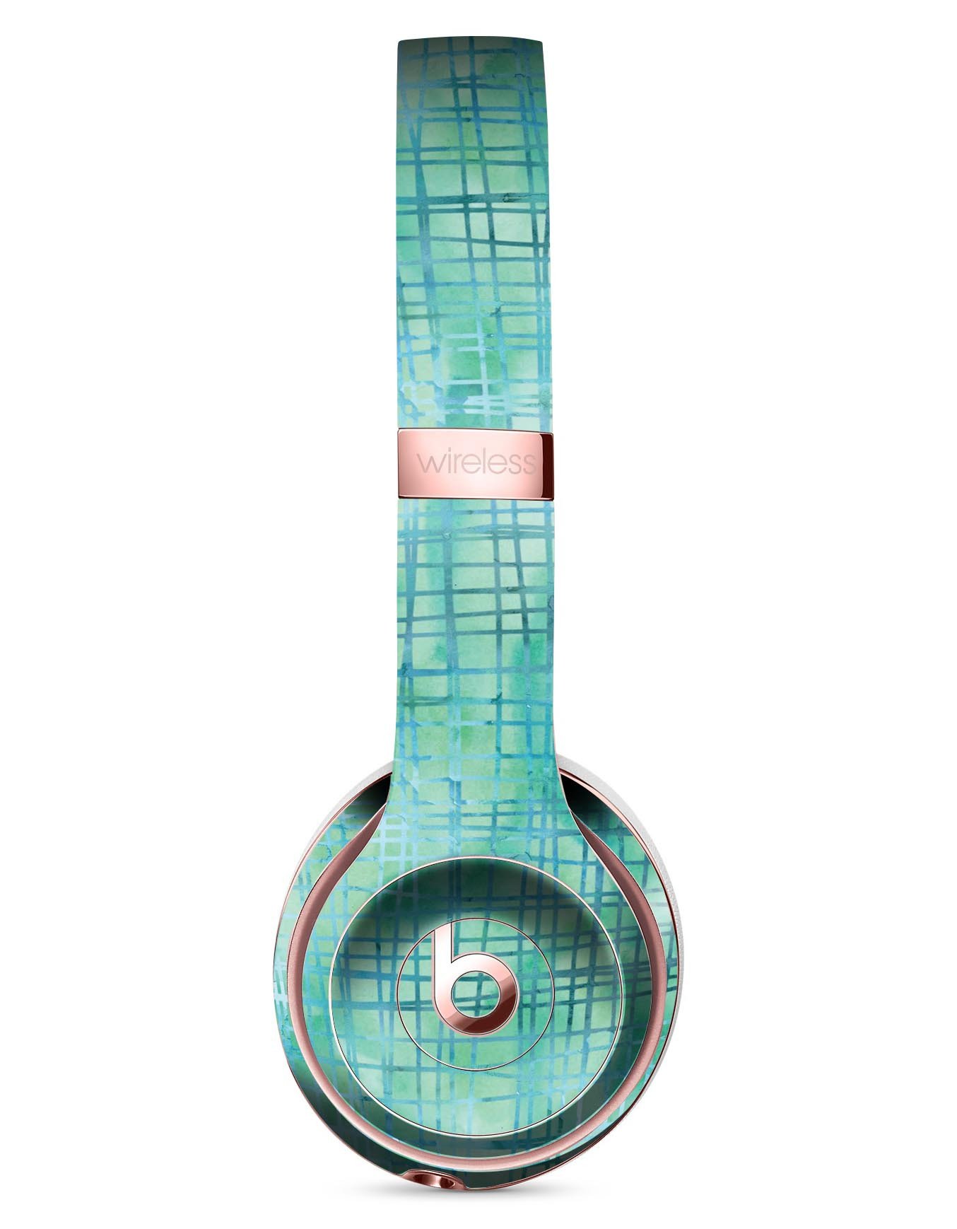Aqua Watercolor Cross Hatch Skin Kit for Beats by Dre Solo 3 Wireless Headphones, showcasing vibrant colors and unique design.