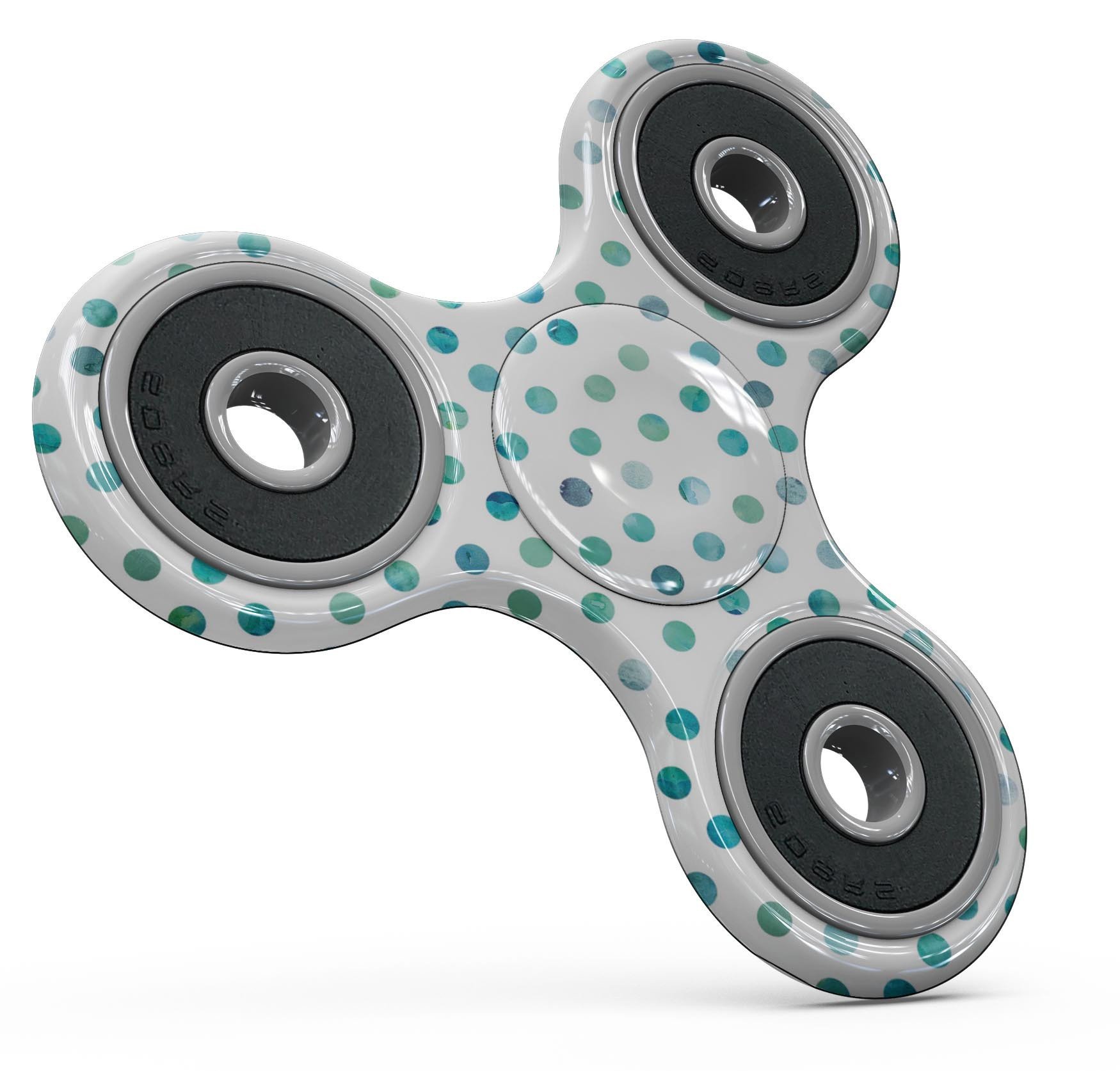 Aqua watercolor dots skin kit for fidget spinner, showcasing vibrant colors and full-body coverage design.