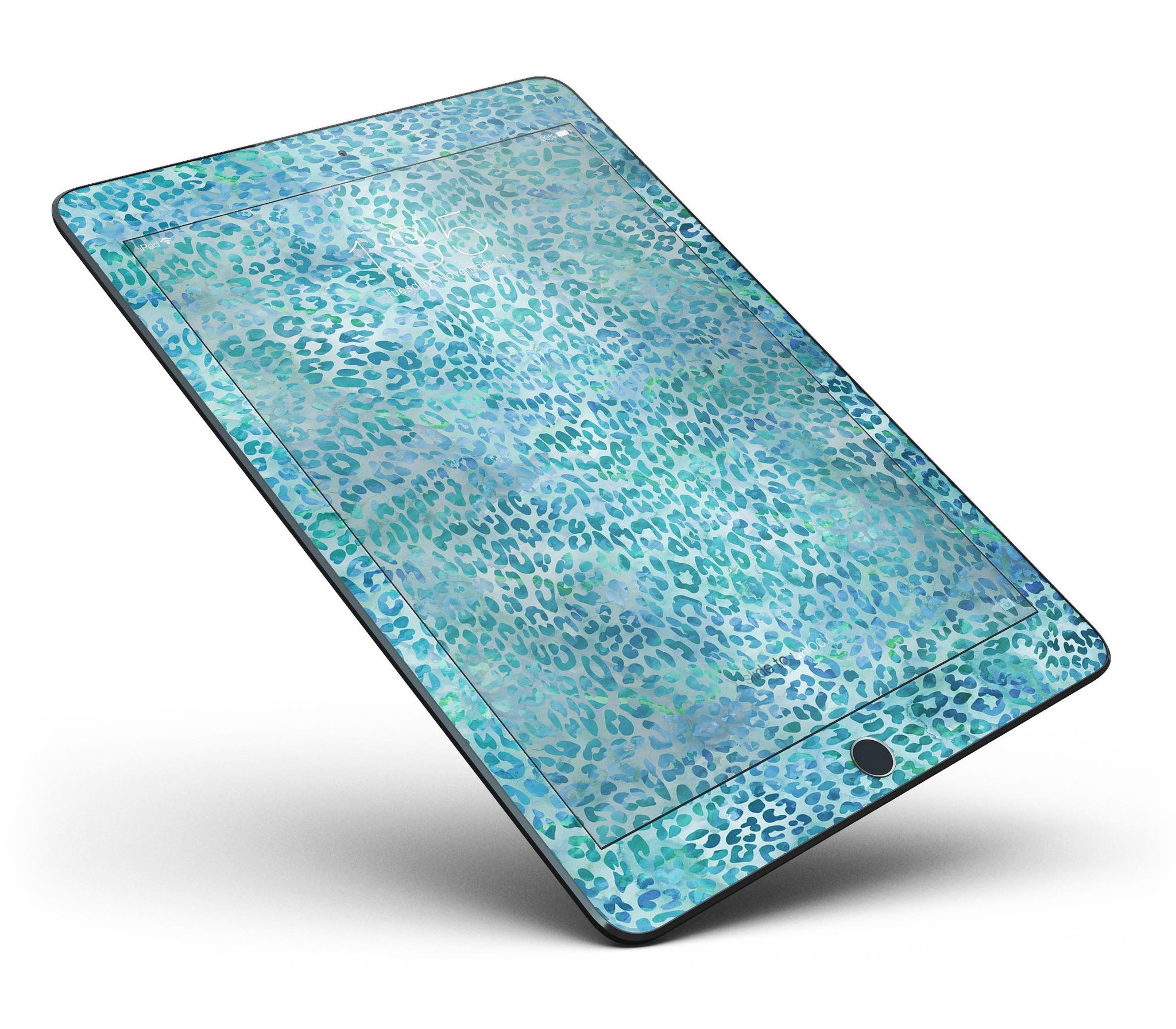 Aqua Watercolor Leopard Pattern Full Body Skin for iPad Pro, showcasing vibrant colors and stylish design.