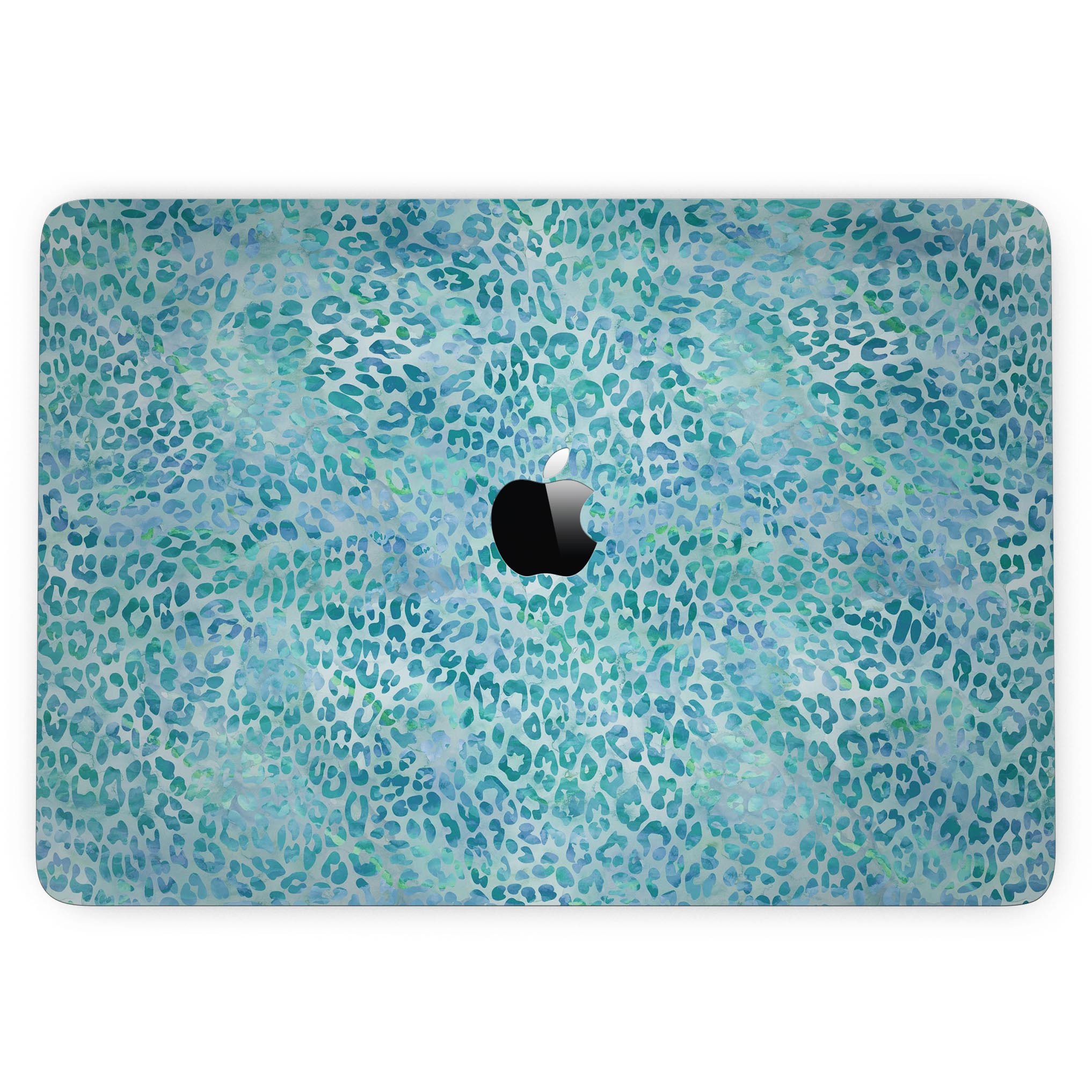 Aqua Watercolor Leopard Pattern skin for MacBook Pro with Touch Bar, showcasing vibrant colors and stylish design.