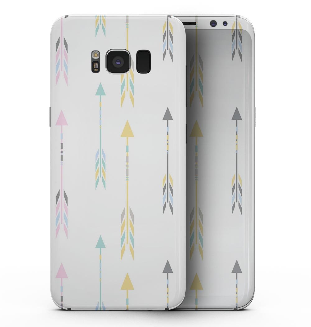 Samsung Galaxy S8 with Ascending Colorful Arrows full-body skin kit, showcasing vibrant colors and sleek design.