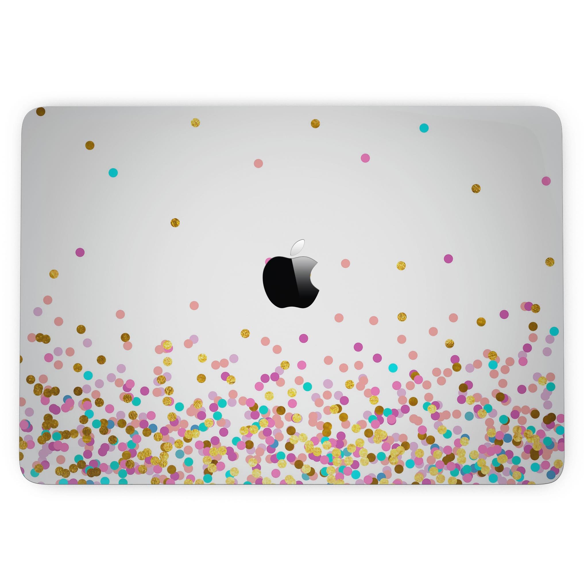 Colorful Ascending Multicolor Polka Dots skin for a 13" MacBook Pro without Touch Bar, showcasing vibrant patterns and a sleek design.