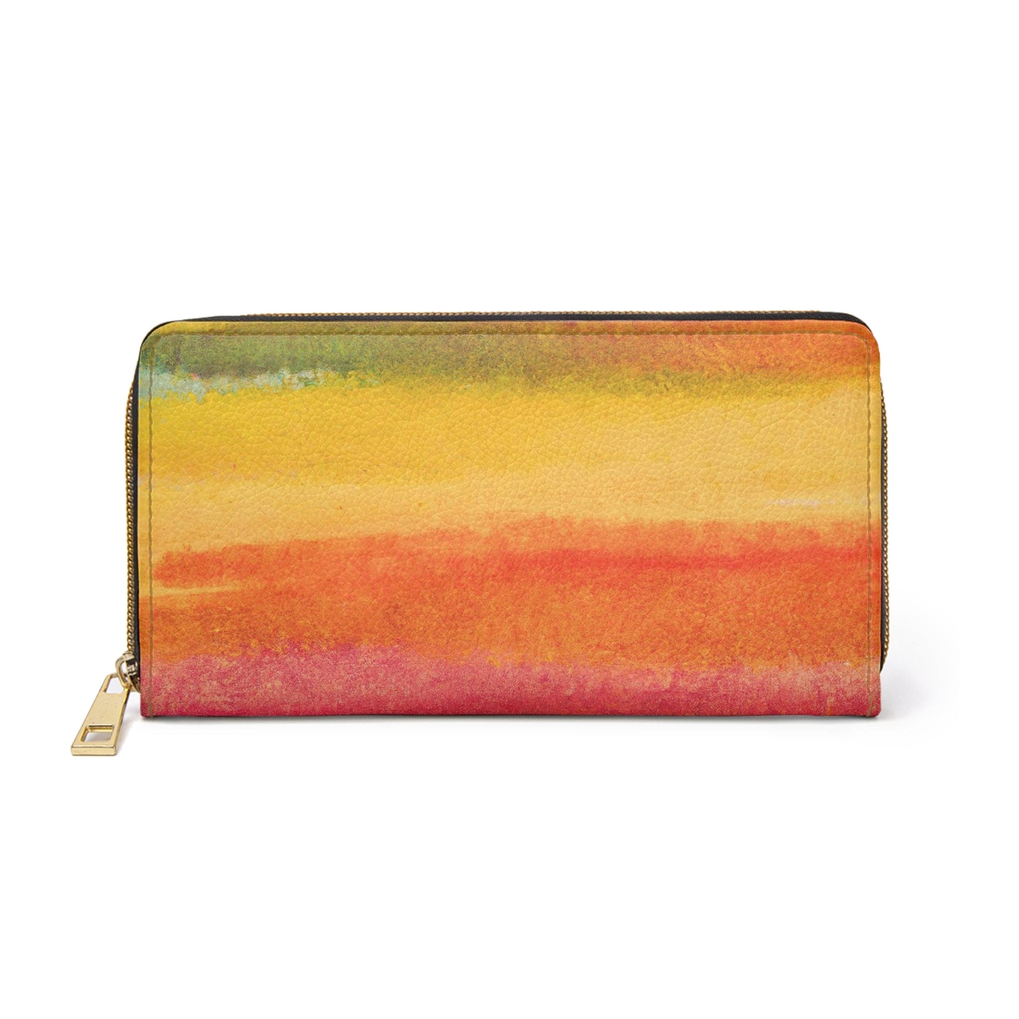 Autumn Fall Watercolor Abstract Print Women's Zipper Wallet Clutch showcasing vibrant colors and stylish design.