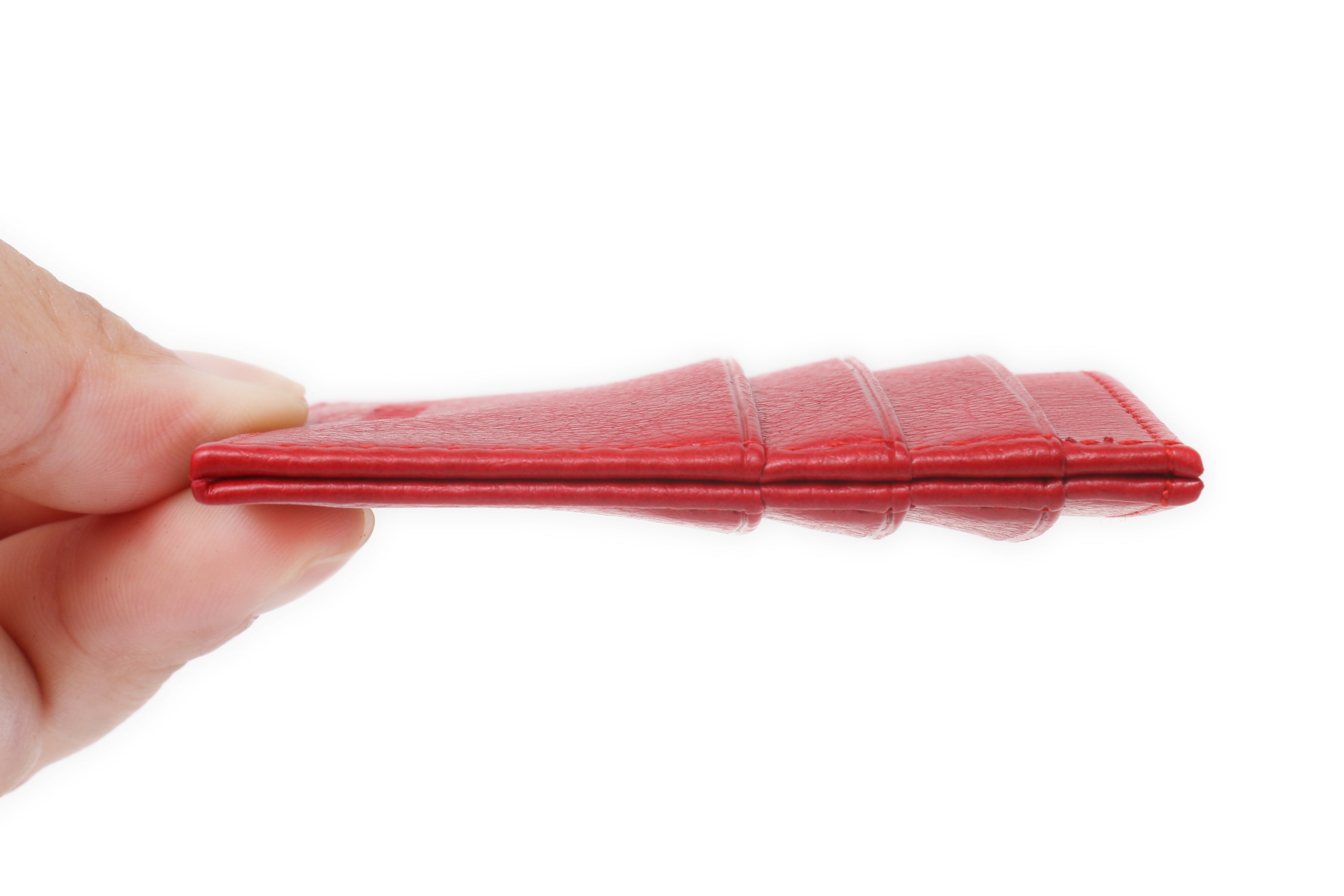 AVOCA Unisex Card Holder in Red, made from premium vegan leather, featuring multiple card pockets and a sleek design.