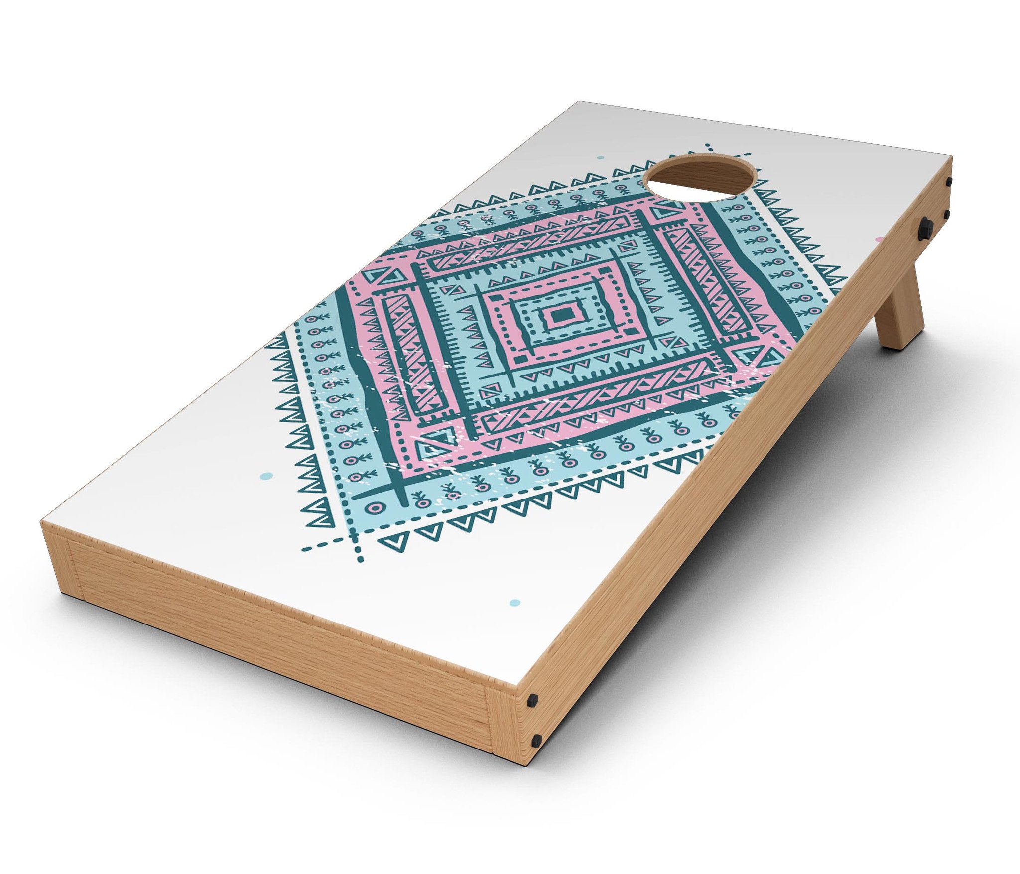 Aztec Diamond CornHole Board Skin Decal Kit featuring vibrant design for custom Cornhole boards.