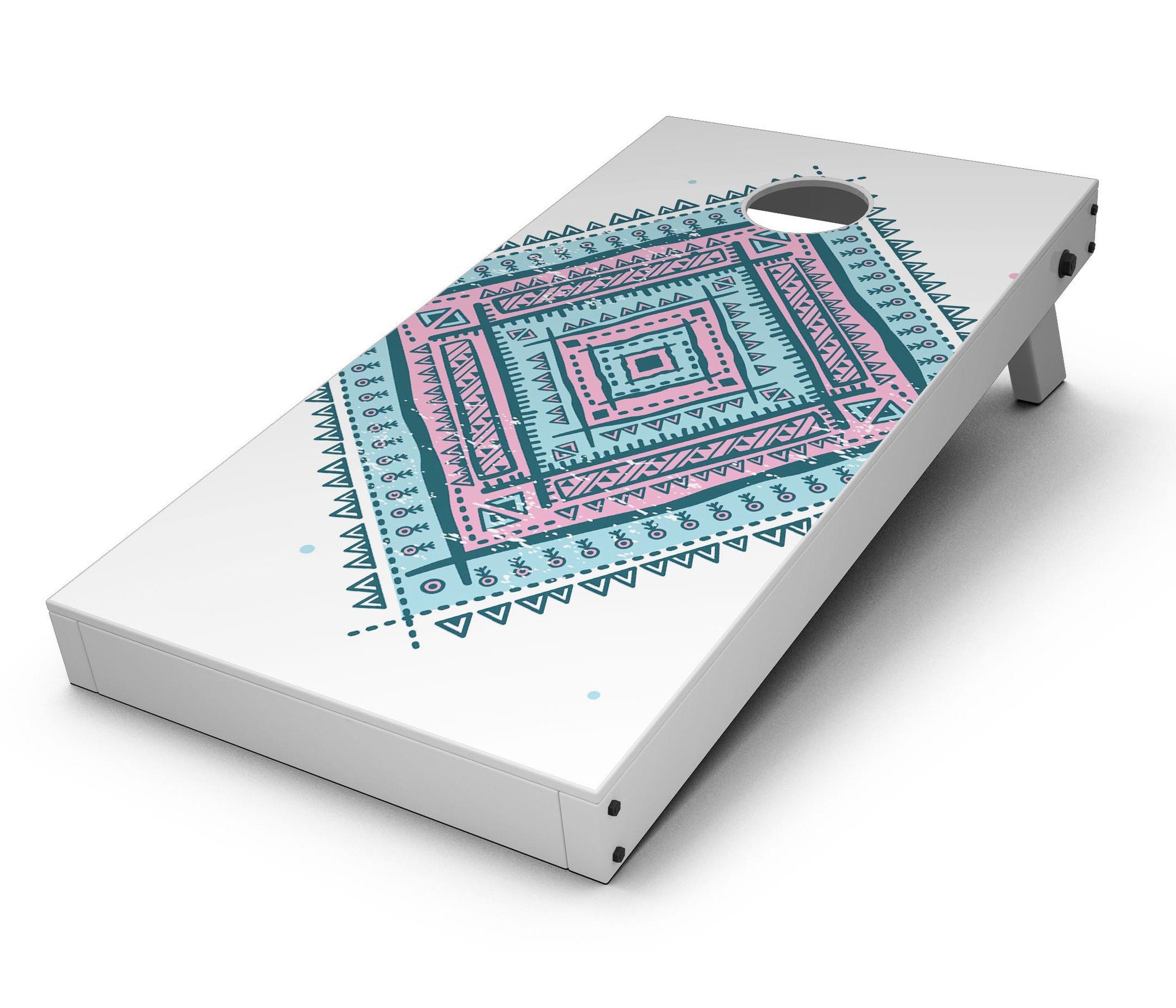Aztec Diamond CornHole Board Skin Decal Kit featuring vibrant design for custom Cornhole boards.
