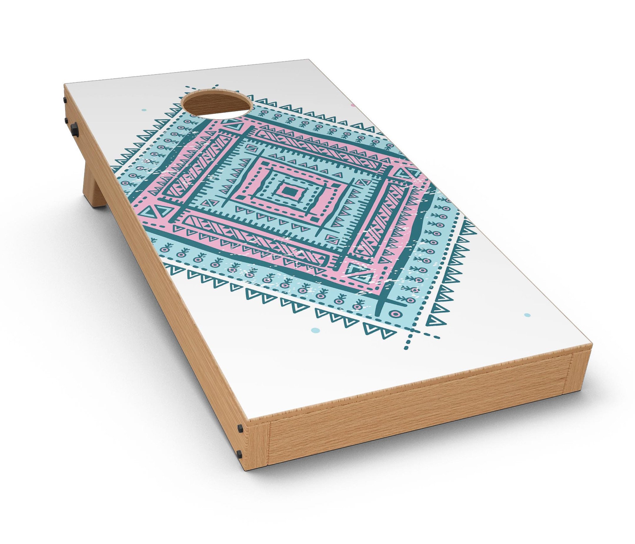 Aztec Diamond CornHole Board Skin Decal Kit featuring vibrant design for custom Cornhole boards.