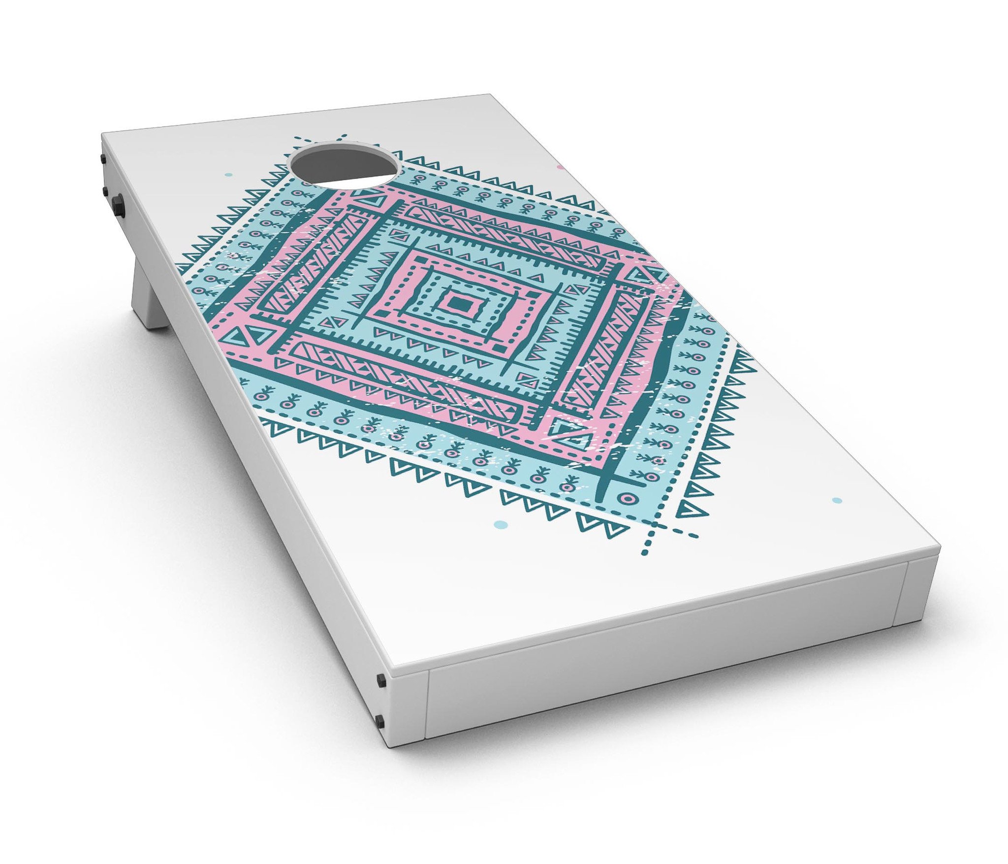 Aztec Diamond CornHole Board Skin Decal Kit featuring vibrant design for custom Cornhole boards.