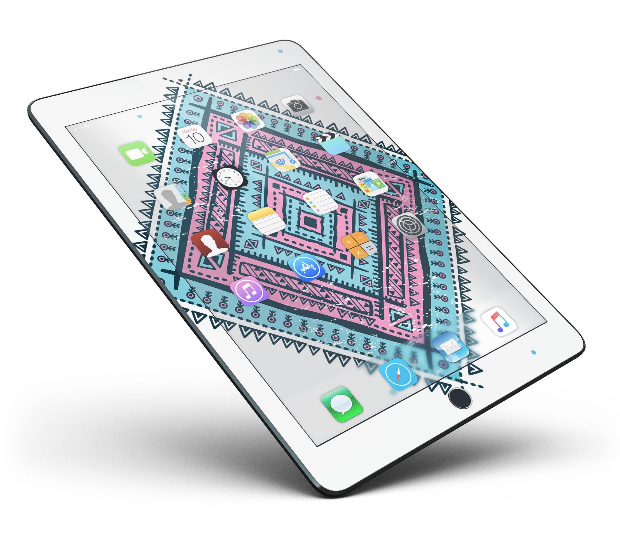 Aztec Diamond Full Body Skin for iPad Pro, showcasing its stylish design and premium vinyl material.