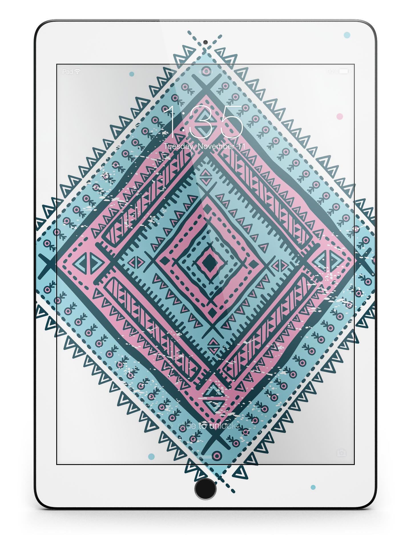 Aztec Diamond Full Body Skin for iPad Pro, showcasing its stylish design and premium vinyl material.