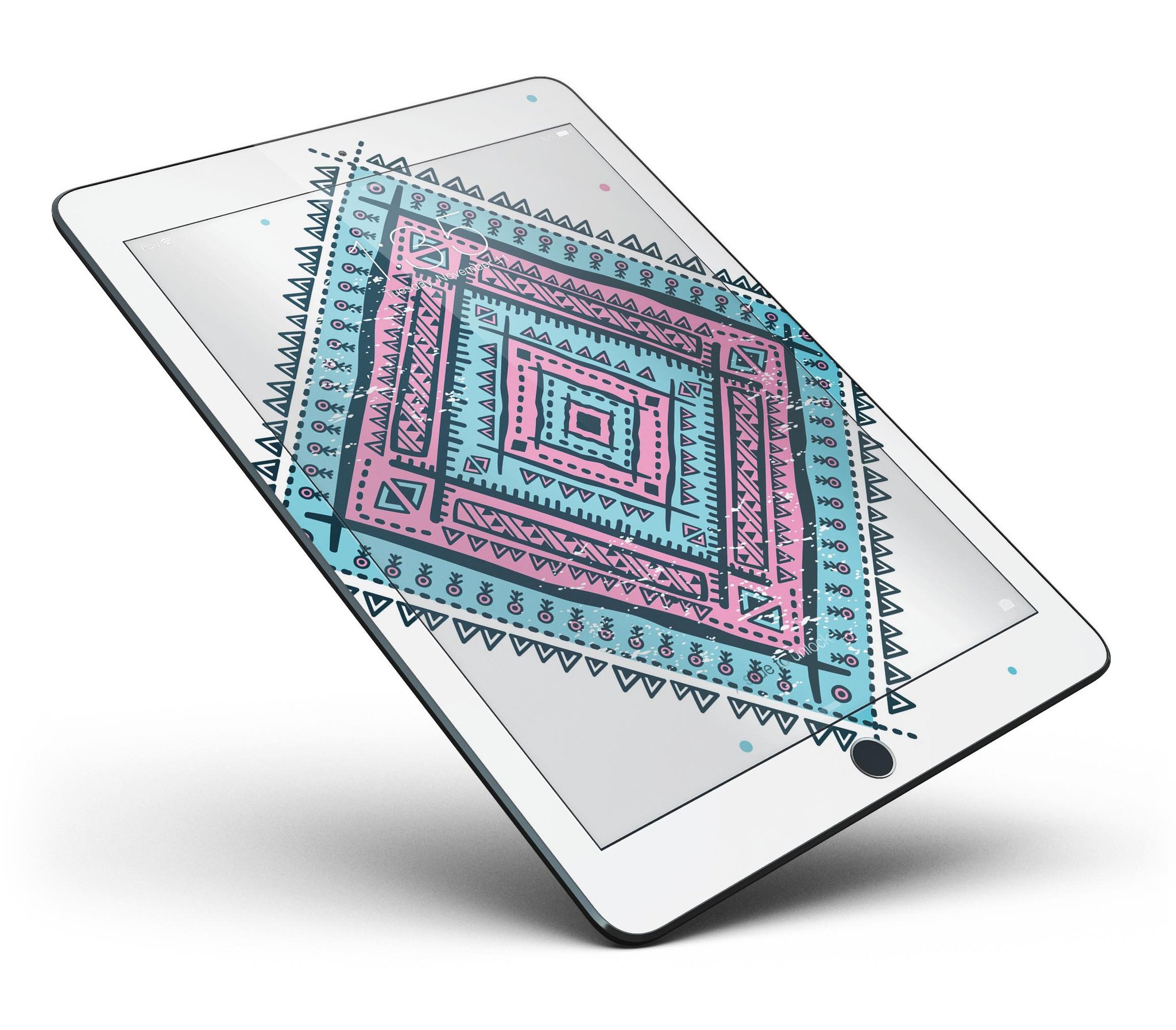 Aztec Diamond Full Body Skin for iPad Pro, showcasing its stylish design and premium vinyl material.