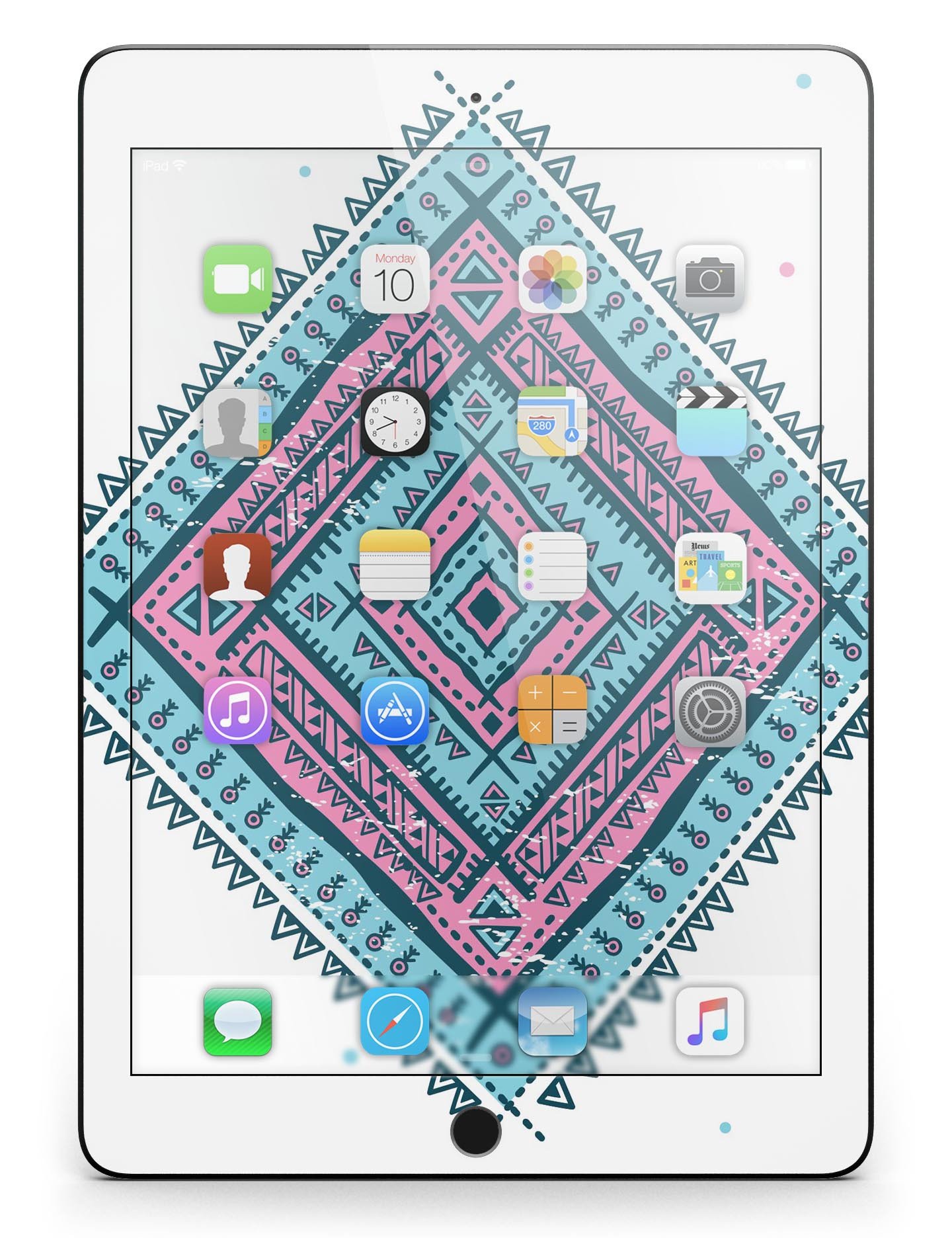 Aztec Diamond Full Body Skin for iPad Pro, showcasing its stylish design and premium vinyl material.