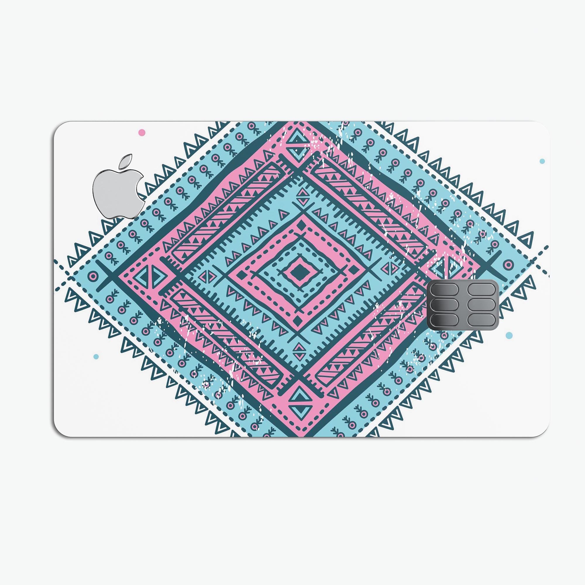 Aztec Diamond Premium Protective Decal Skin-Kit for Apple Card, showcasing its sleek design and protective features.