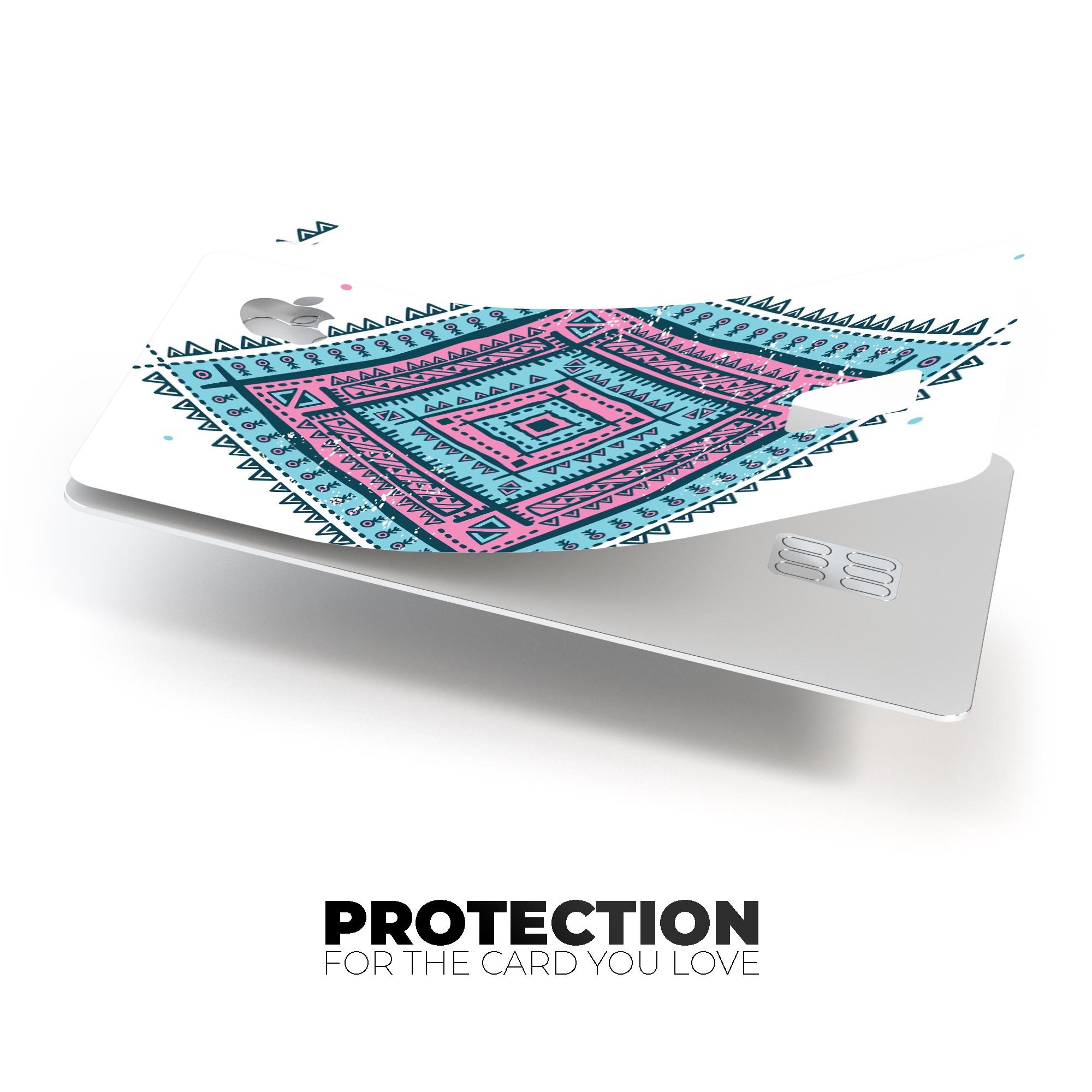 Aztec Diamond Premium Protective Decal Skin-Kit for Apple Card, showcasing its sleek design and protective features.
