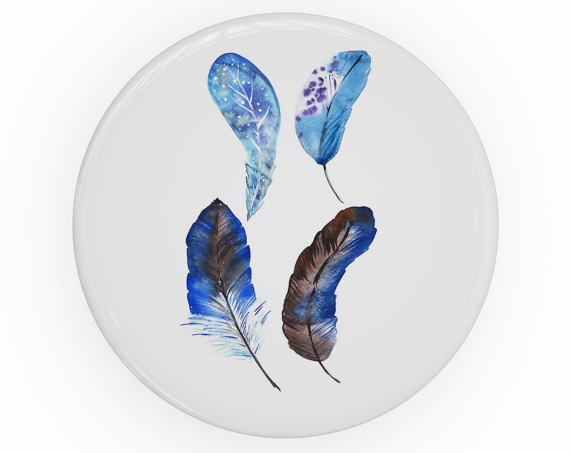 Azul Watercolor Feathers Skin Kit for PopSockets, featuring vibrant watercolor feather designs on premium vinyl.