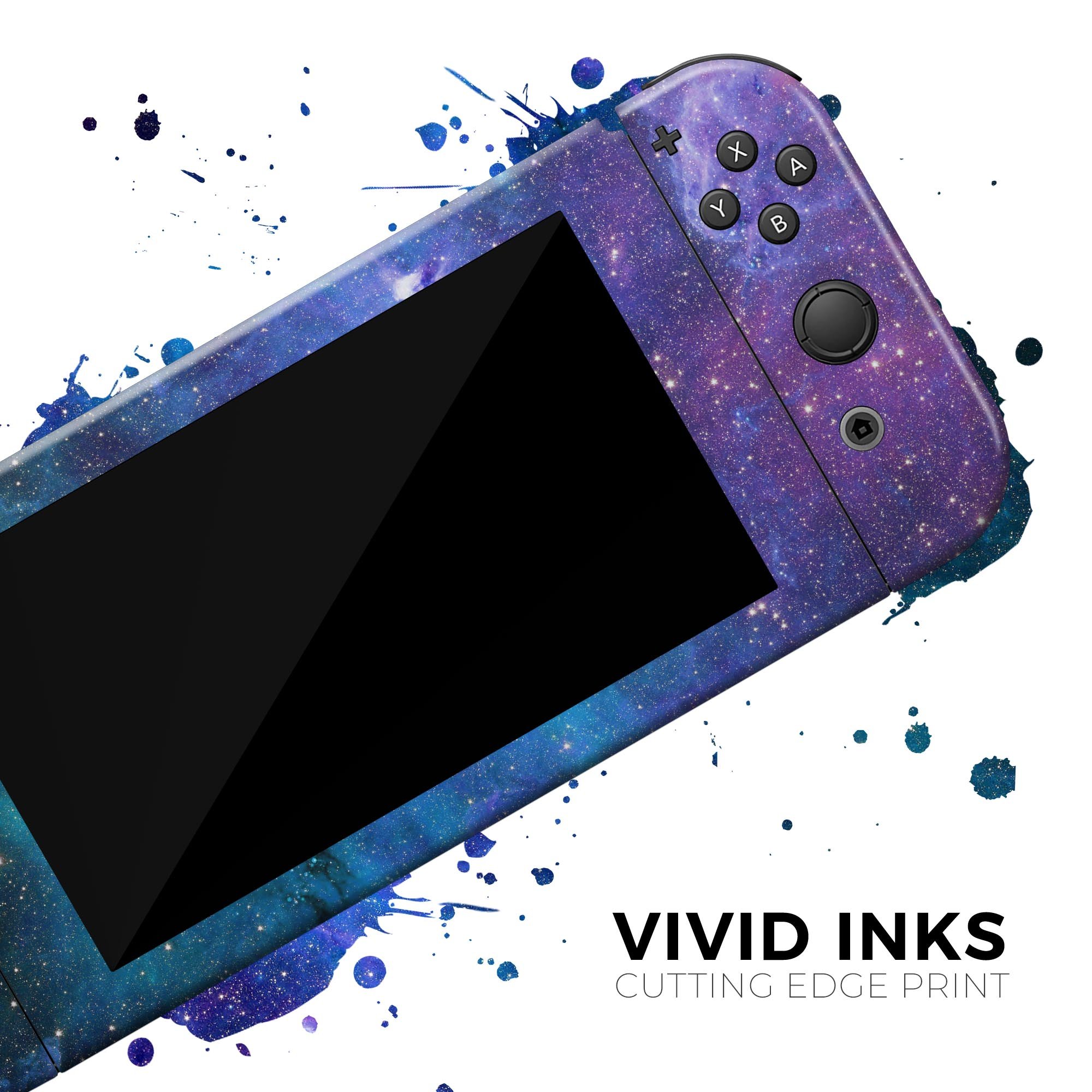 Azure Nebula Full Body Skin Decal Wrap Kit for Nintendo Switch, showcasing vibrant colors and a sleek design that fits snugly on the console.