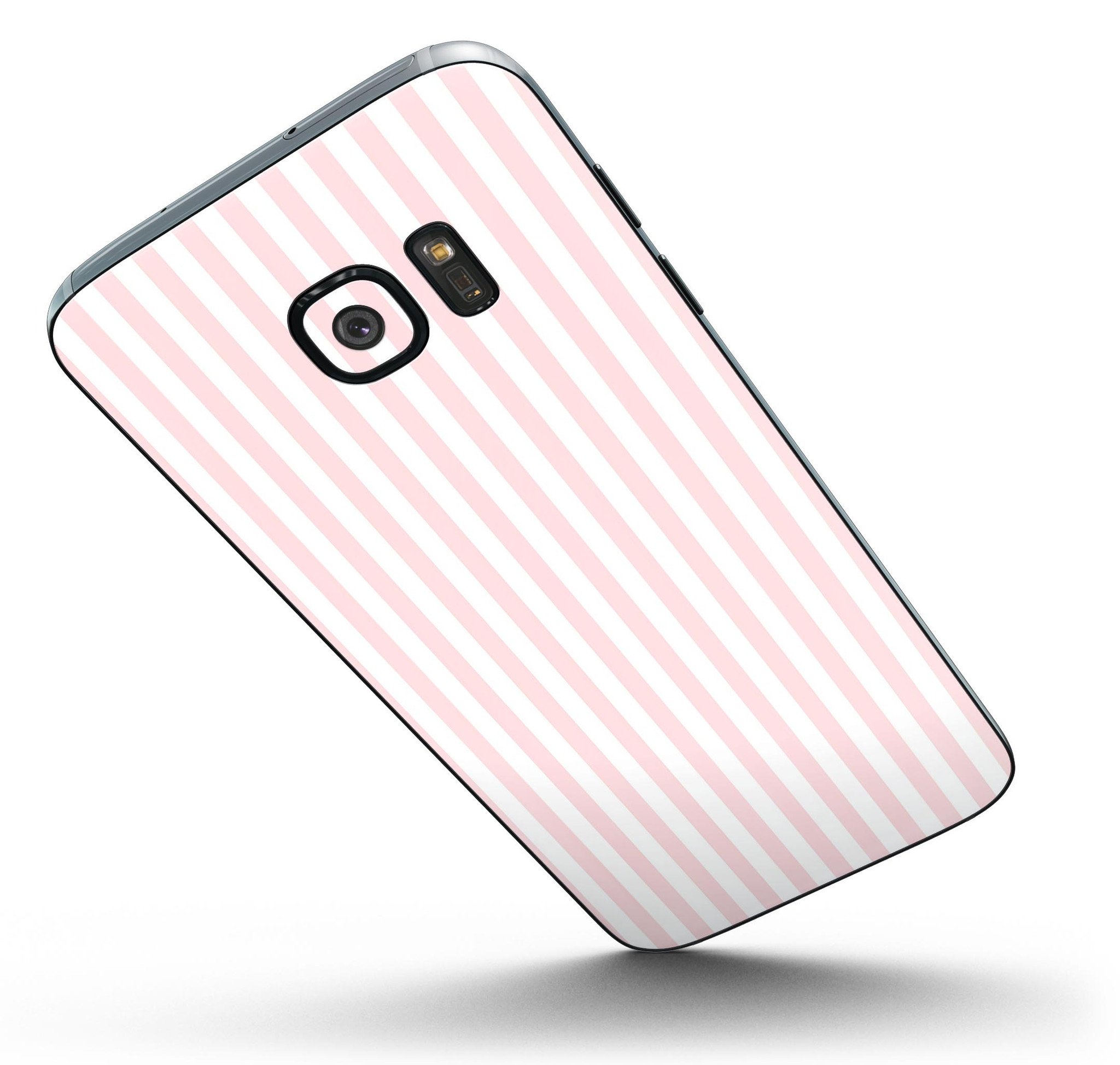 Baby Pink Vertical Stripes Full Body Skin-Kit for Samsung Galaxy S7 and S7 Edge, showcasing vibrant pink stripes on a sleek vinyl surface.