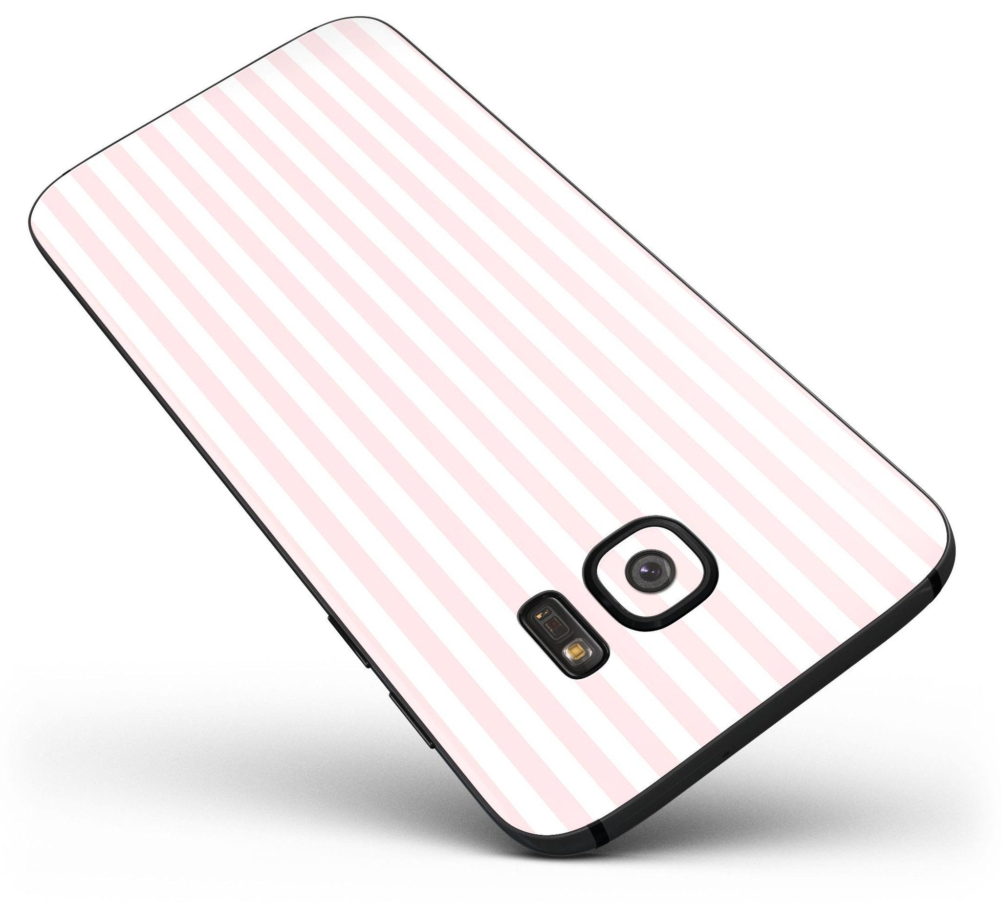 Baby Pink Vertical Stripes Full Body Skin-Kit for Samsung Galaxy S7 and S7 Edge, showcasing vibrant pink stripes on a sleek vinyl surface.