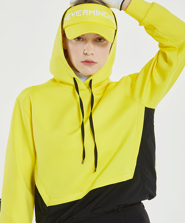 Banev Hoodie Jersey Windbreaker in vibrant yellow, featuring adjustable hem and side pockets, perfect for spring and autumn wear.