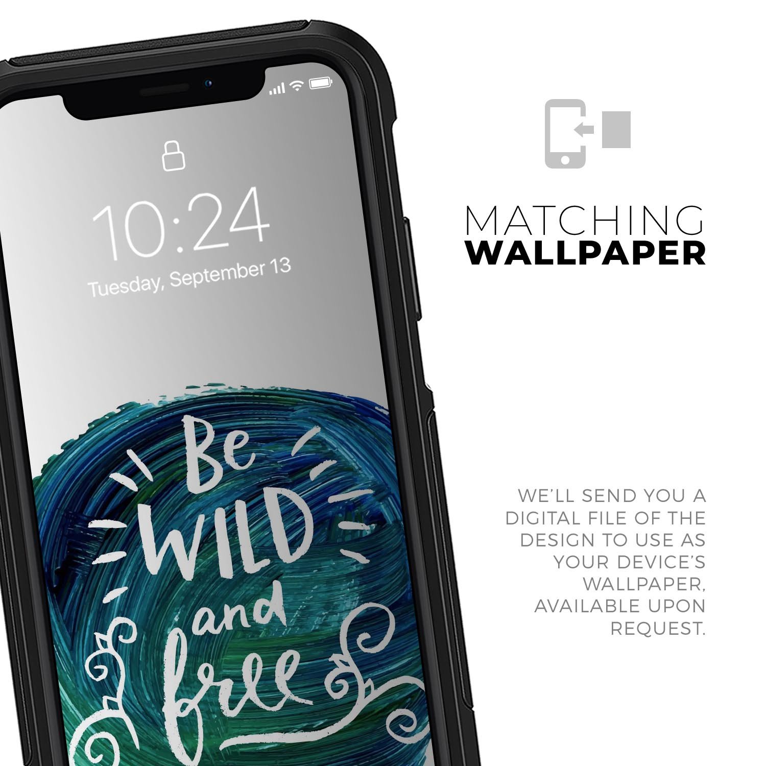 Be Wild and Free Skin Kit for iPhone OtterBox Cases featuring vibrant graphics and a dual-layer design for protection.