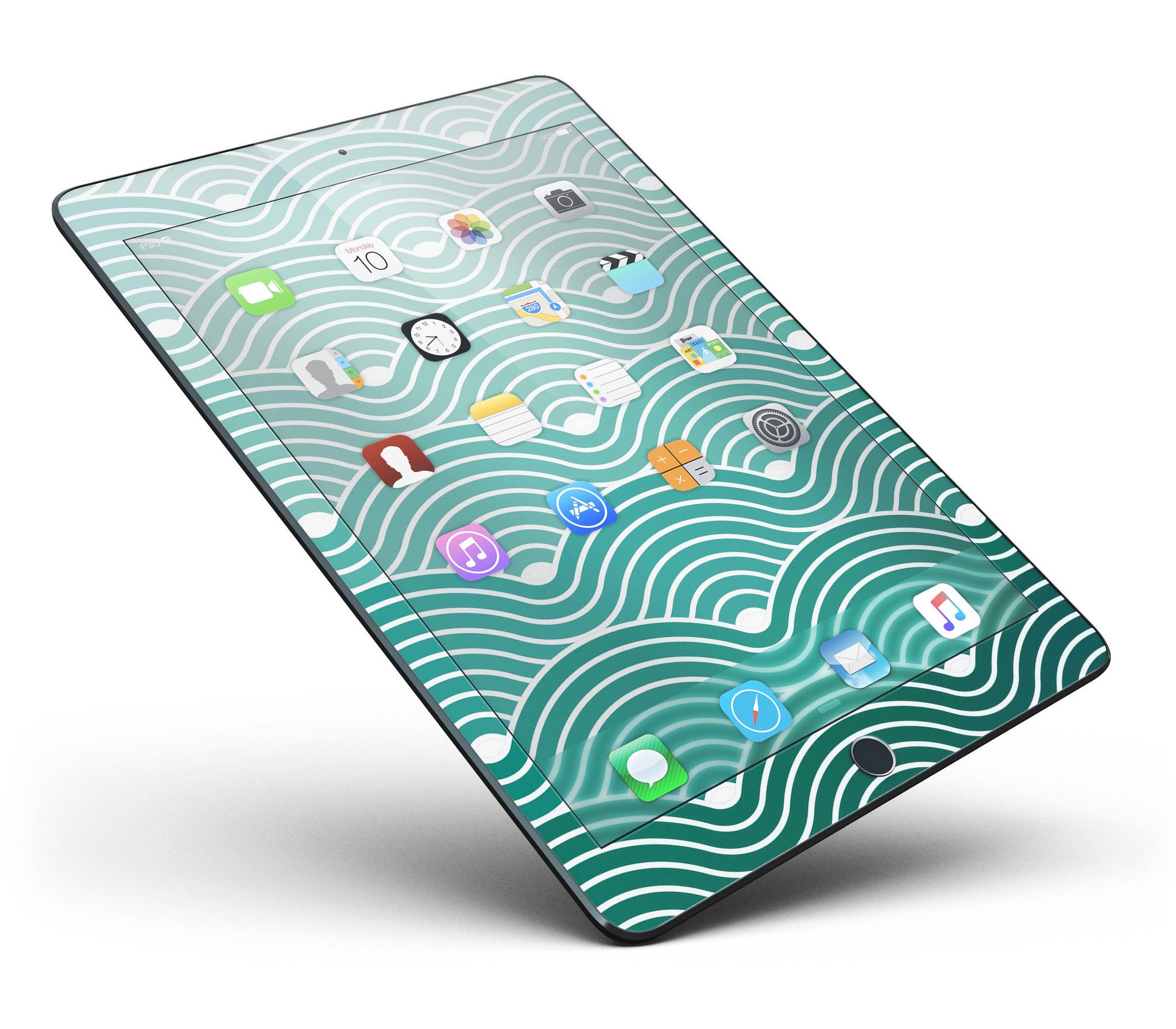 Beach Hotel Wallpaper Waves skin for iPad Pro, showcasing vibrant ocean waves design on a sleek vinyl surface.