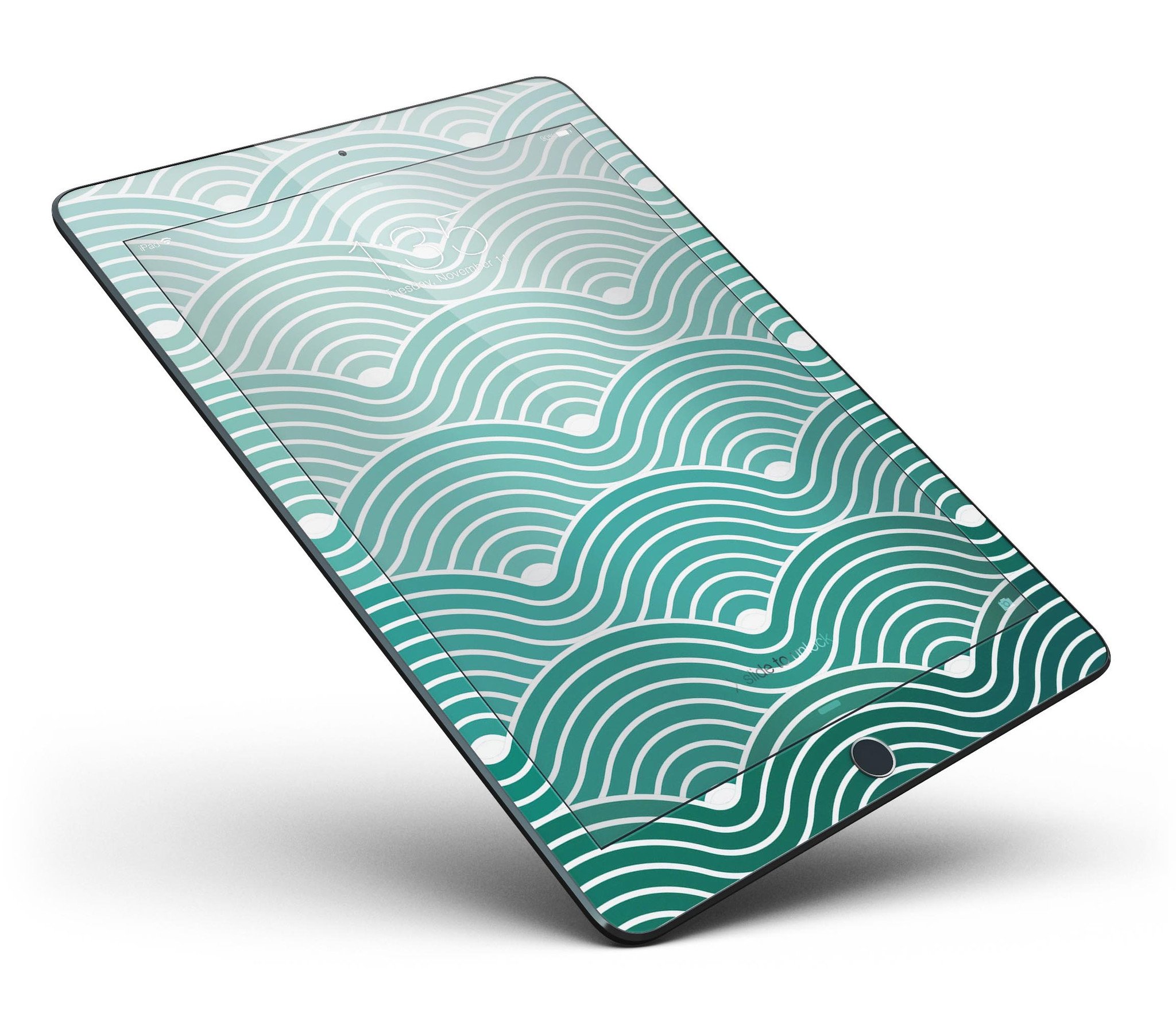Beach Hotel Wallpaper Waves skin for iPad Pro, showcasing vibrant ocean waves design on a sleek vinyl surface.