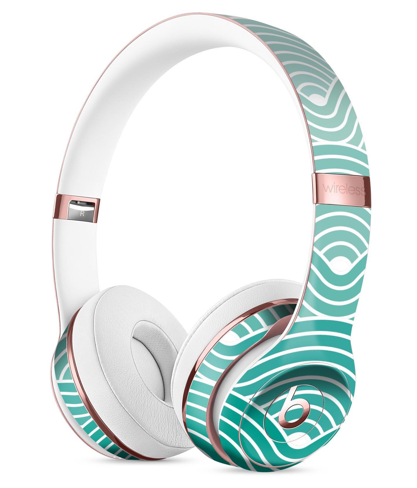 Beach Hotel Wallpaper Waves Full-Body Skin Kit for Beats by Dre Solo 3 Wireless Headphones, showcasing vibrant design and premium vinyl material.