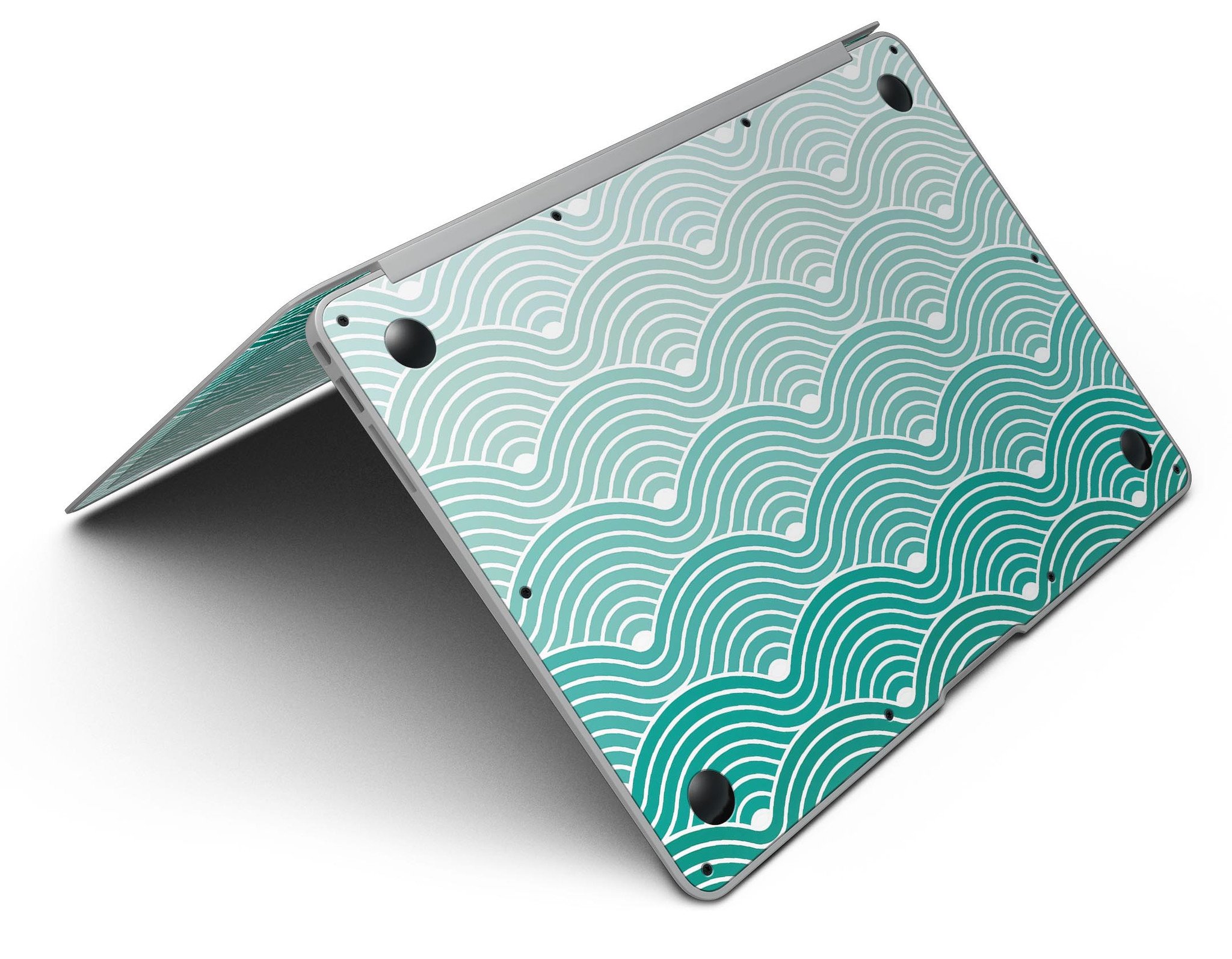 Beach Hotel Wallpaper Waves skin for MacBook Air, showcasing vibrant wave design on premium vinyl material.