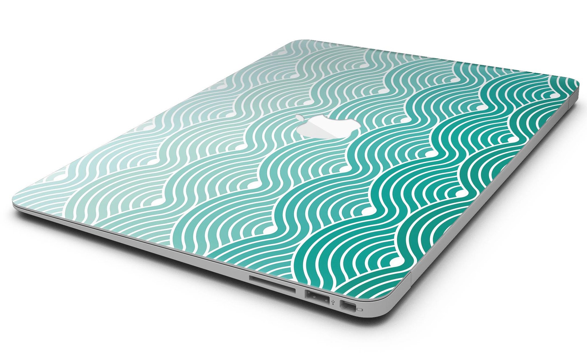 Beach Hotel Wallpaper Waves skin for MacBook Air, showcasing vibrant wave design on premium vinyl material.