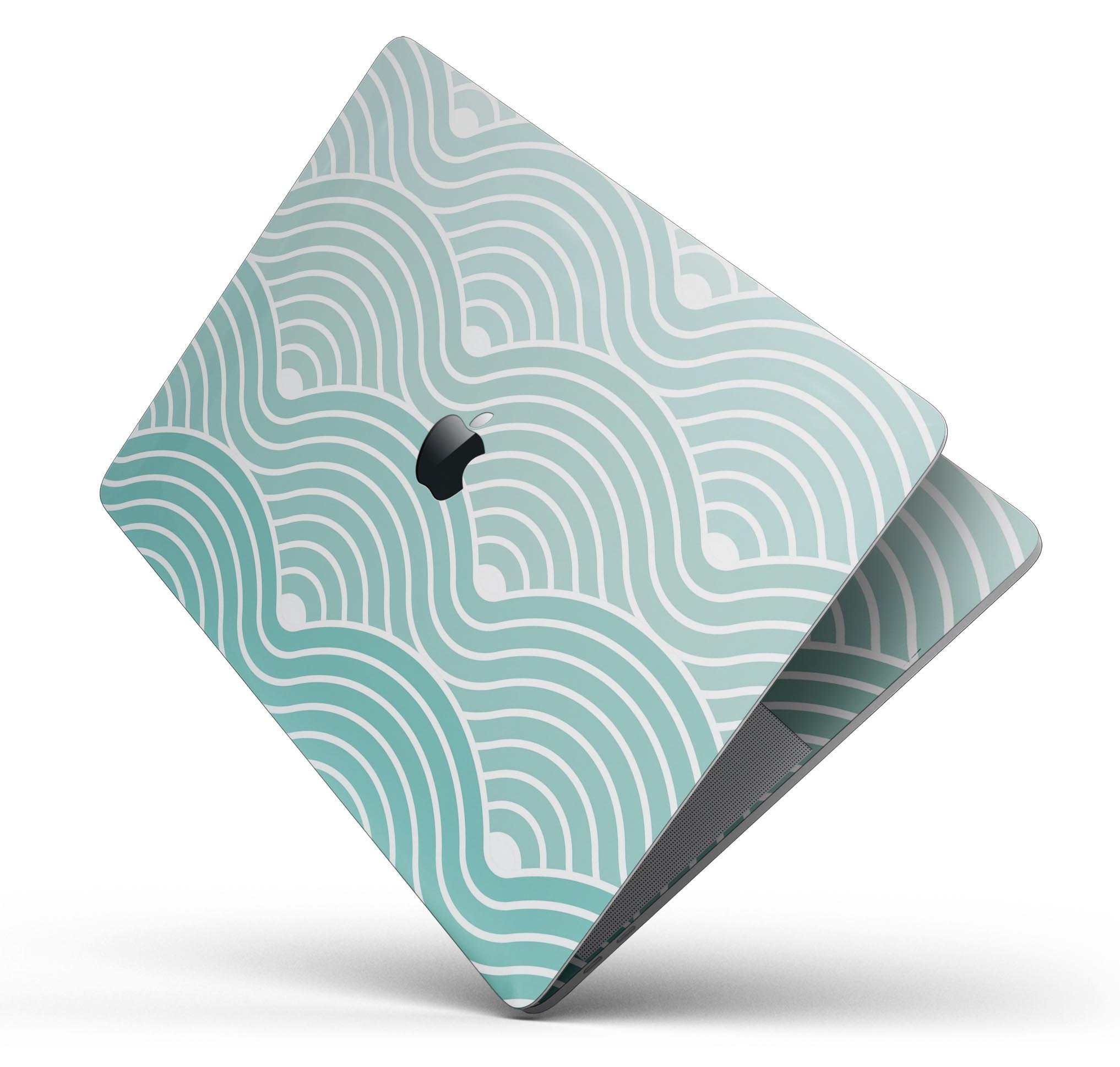 Beach Hotel Wallpaper Waves skin decal wrap kit for MacBook, showcasing vibrant wave design and premium vinyl material.