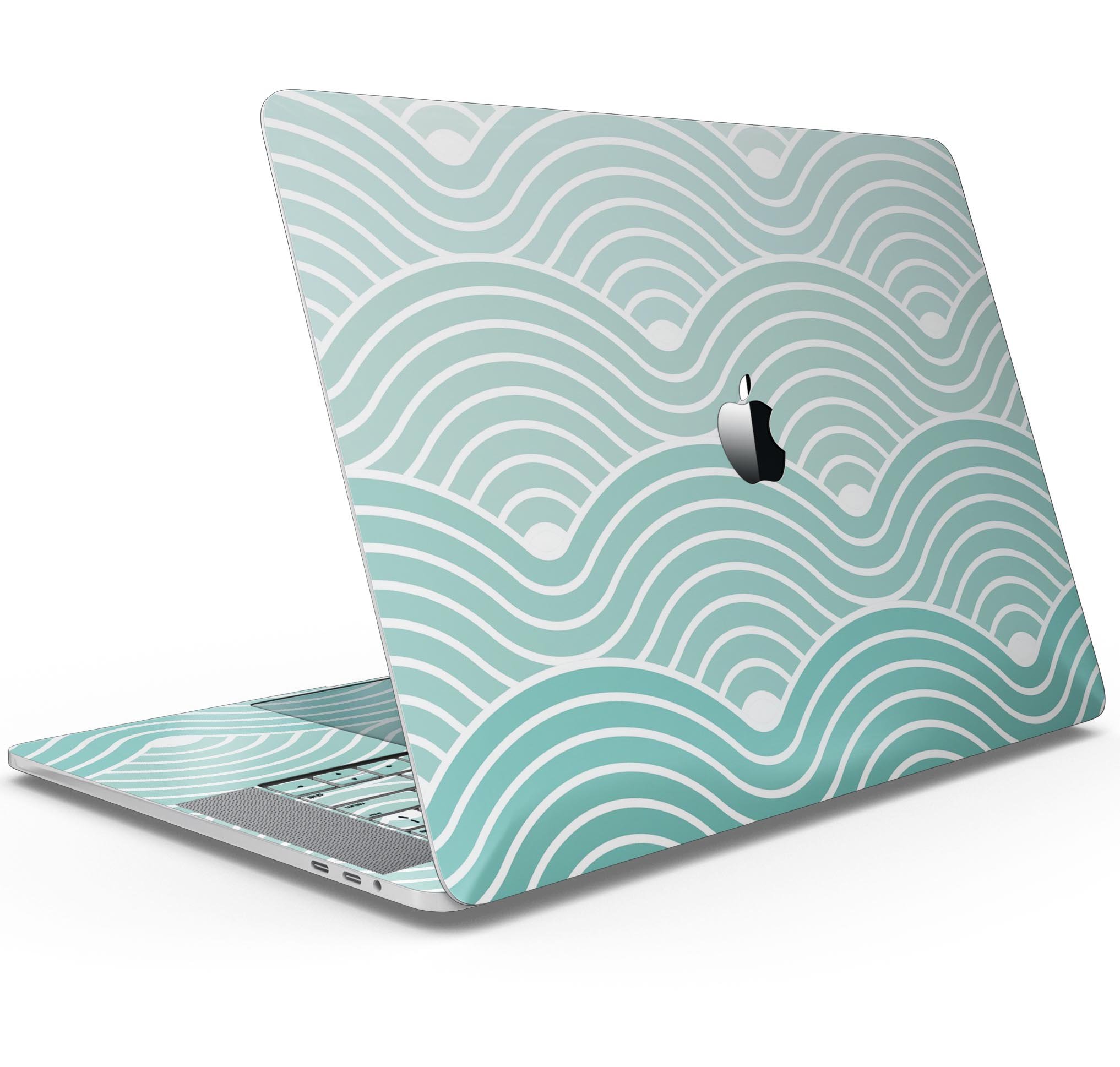 Beach Hotel Wallpaper Waves skin decal wrap kit for MacBook, showcasing vibrant wave design and premium vinyl material.