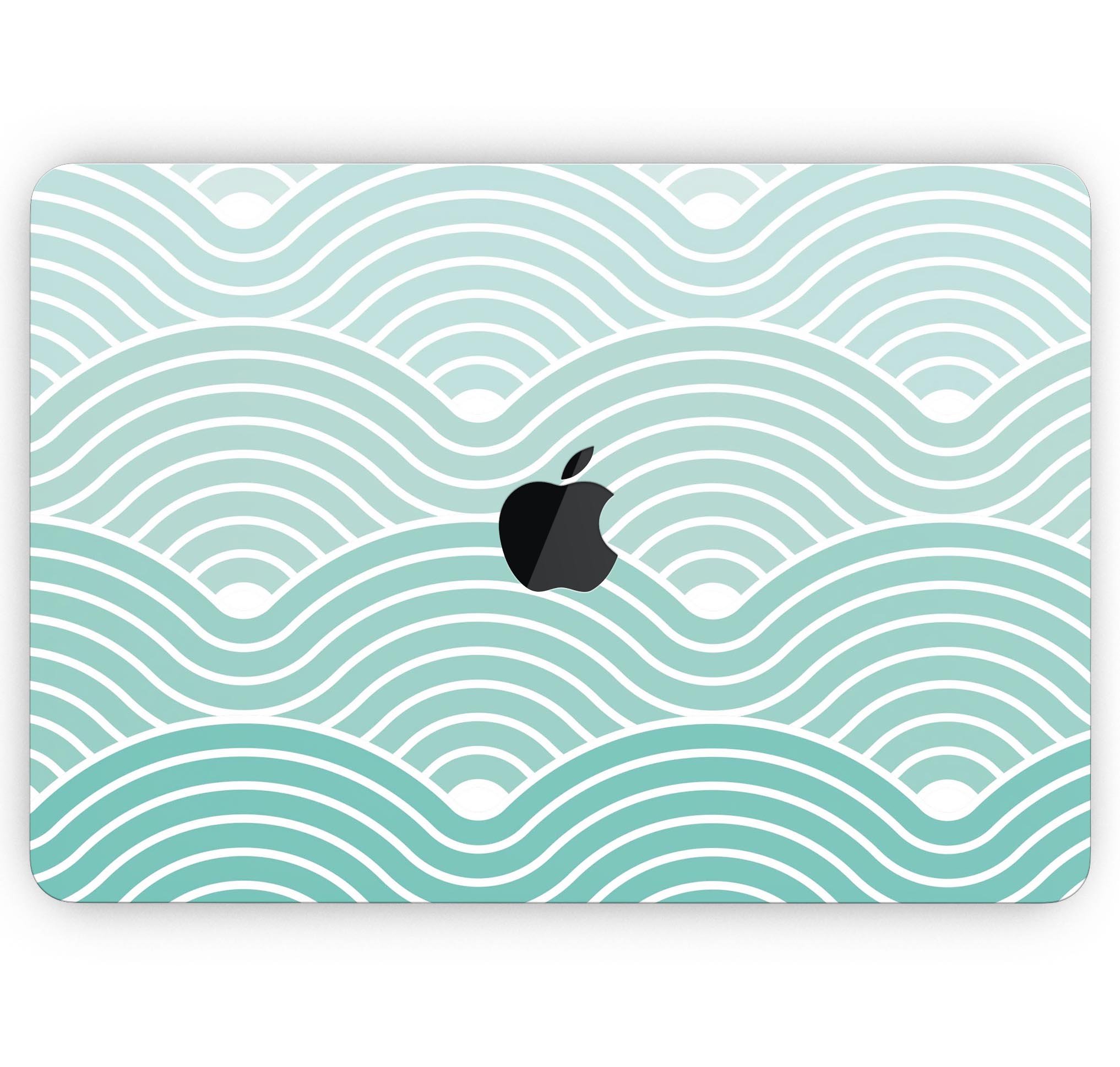 Beach Hotel Wallpaper Waves skin decal wrap kit for MacBook, showcasing vibrant wave design and premium vinyl material.