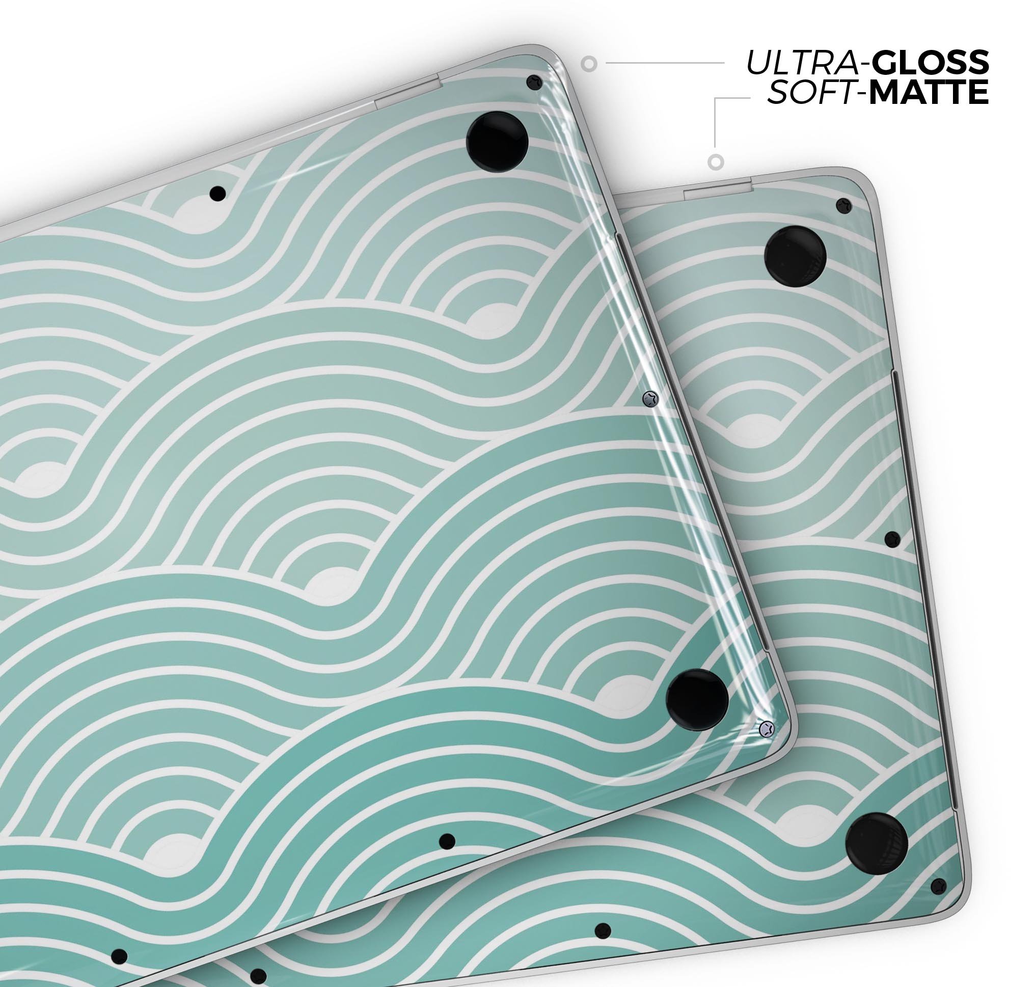 Beach Hotel Wallpaper Waves skin decal wrap kit for MacBook, showcasing vibrant wave design and premium vinyl material.