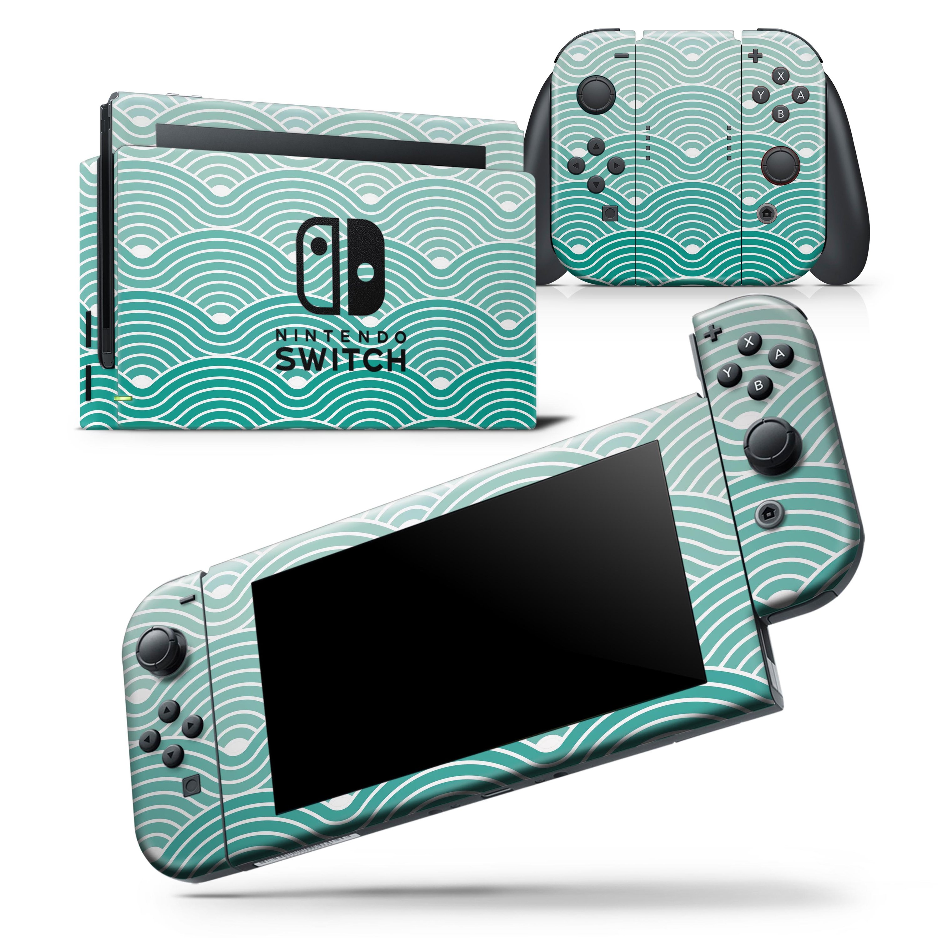 Beach Hotel Wallpaper Waves skin wrap decal for Nintendo Switch Lite, showcasing vibrant colors and intricate patterns.