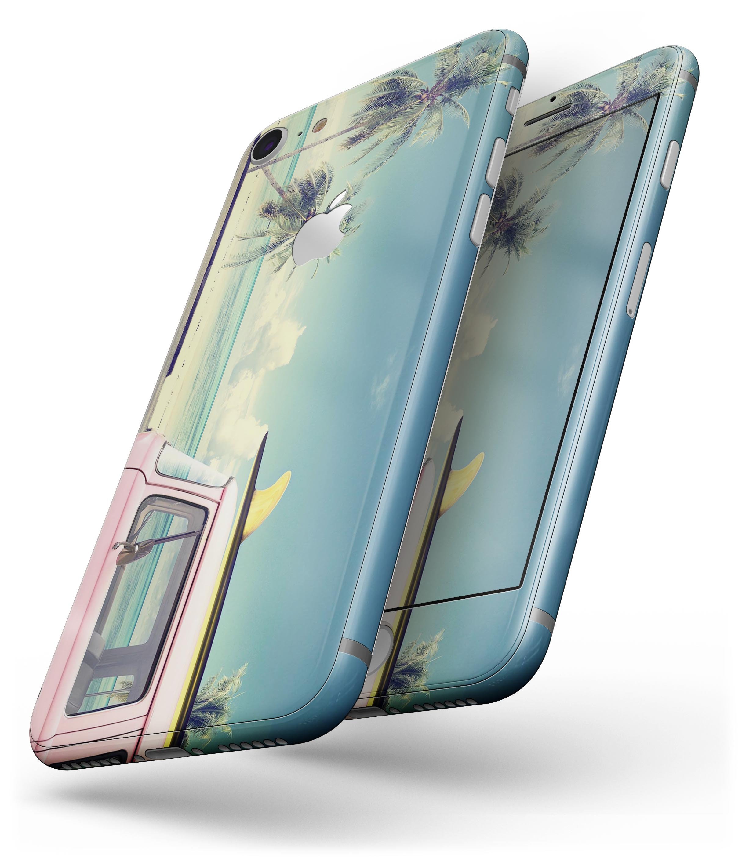 Beach Trip Skin-kit for iPhone 8 and 8 Plus, showcasing vibrant design and premium vinyl material.