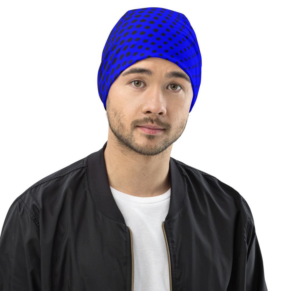 Royal blue slouchy beanie hat for men and women, showcasing a stylish and trendy design, perfect for casual wear.