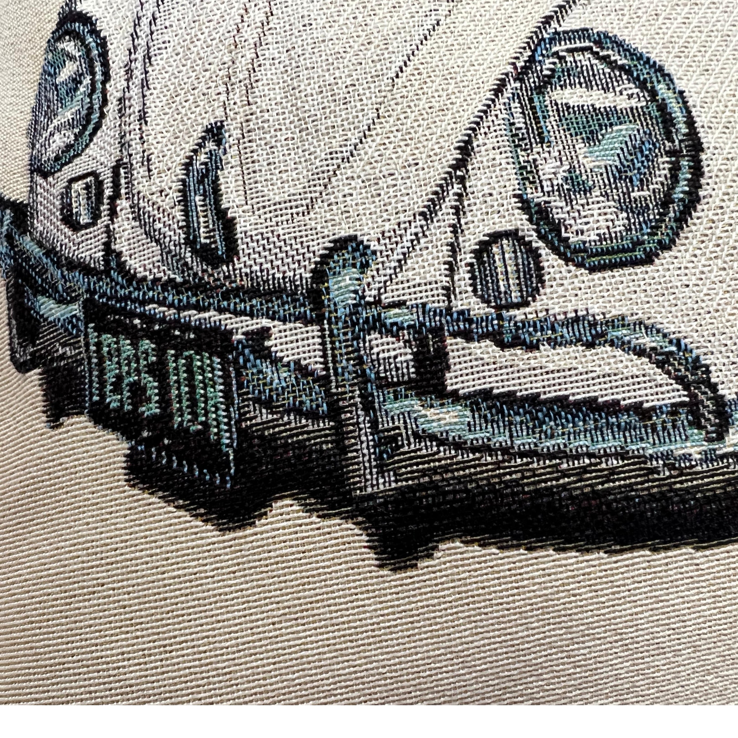 Beatle Car Panelled Cushion Cover featuring vibrant British-themed design, made from eco-friendly materials, measuring 45cm x 45cm.