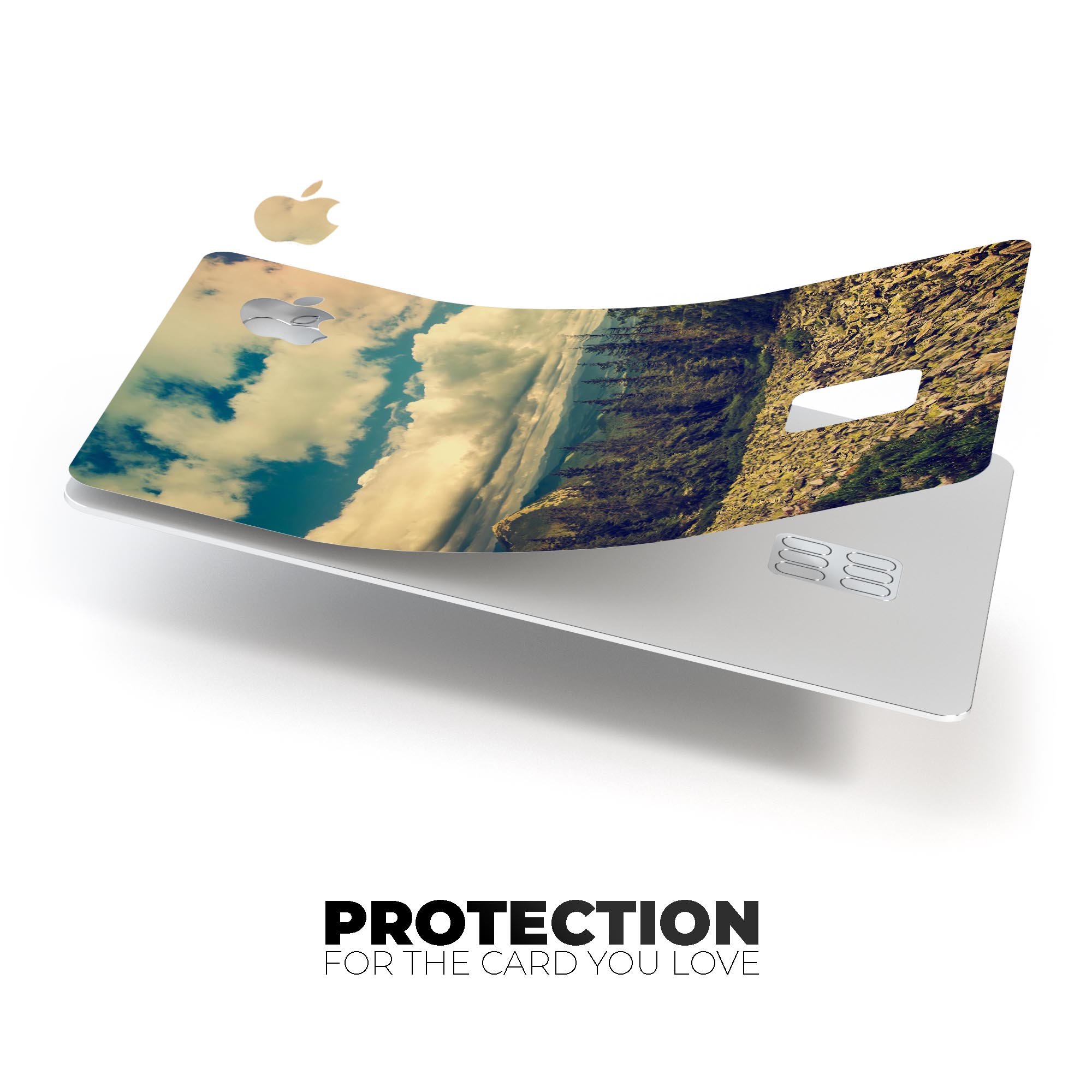 Beautiful Scenic Mountain View decal skin for Apple Card, showcasing vibrant mountain scenery on a premium protective vinyl.