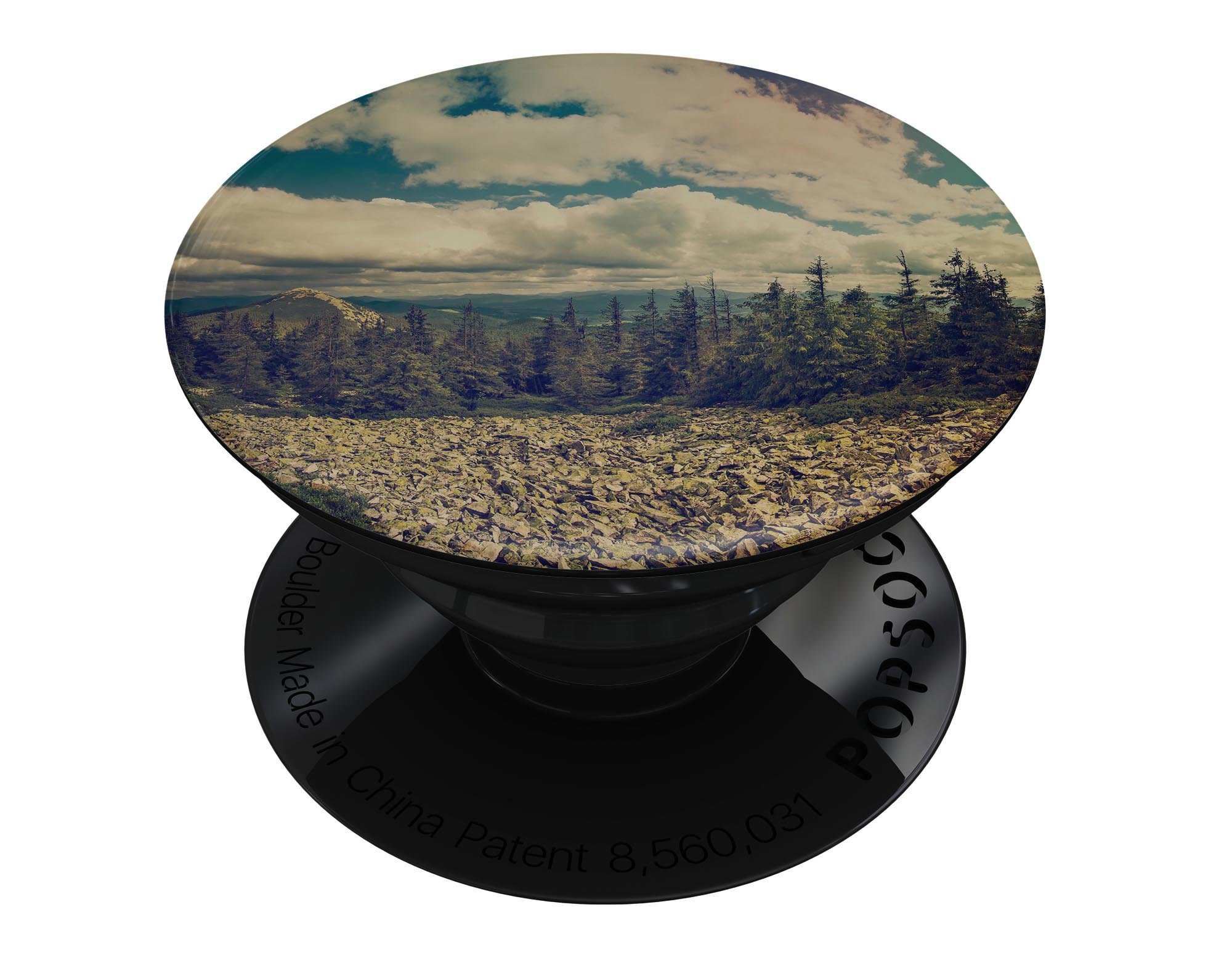 Beautiful Scenic Mountain View Skin Kit for PopSockets, showcasing a vibrant mountain landscape design on premium vinyl.