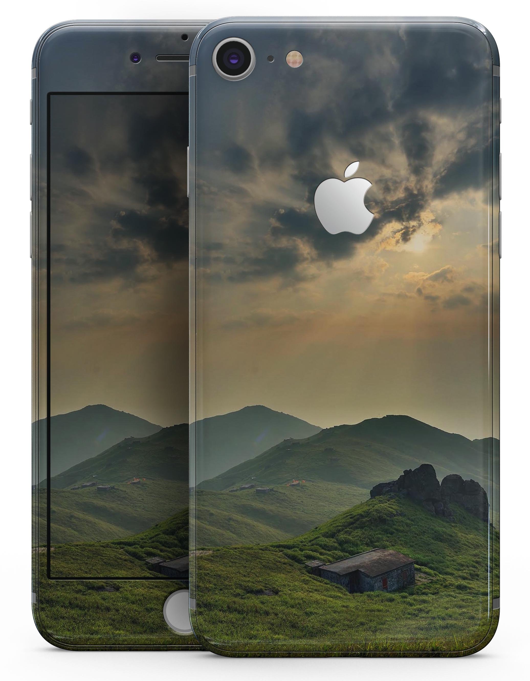 Beautiful Countryside skin-kit for iPhone 8 and 8 Plus, showcasing vibrant design and premium vinyl material.
