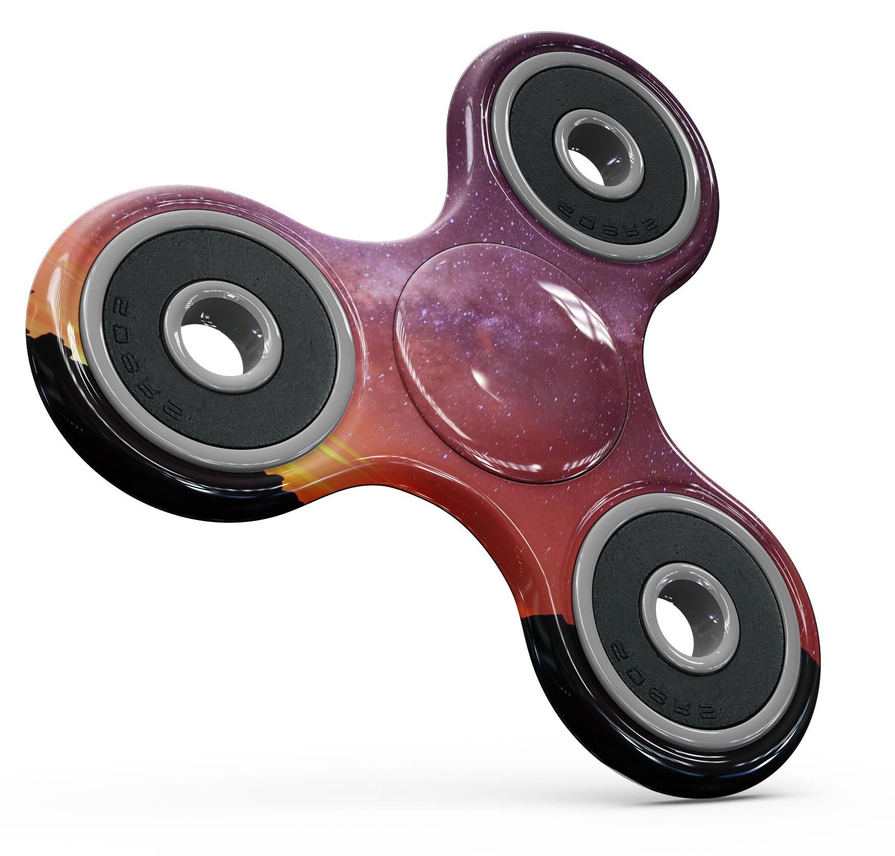 Beautiful Milky Way Sunset design fidget spinner skin kit, showcasing vibrant colors and intricate patterns for personalization.