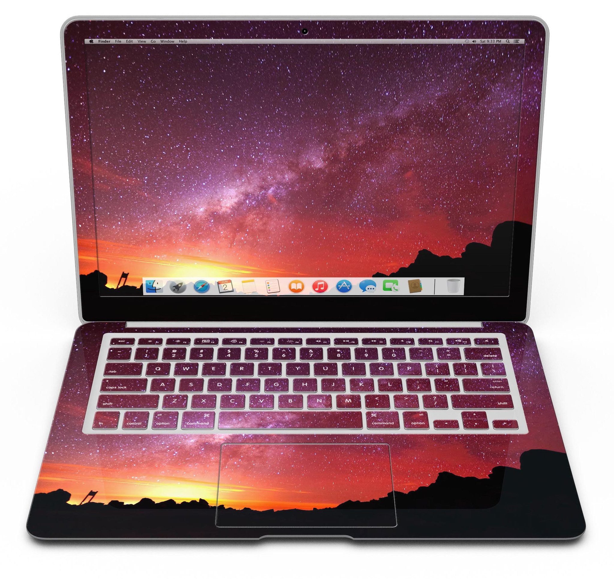 Beautiful Milky Way Sunset skin kit for MacBook Air, showcasing vibrant colors and intricate design for stylish protection.